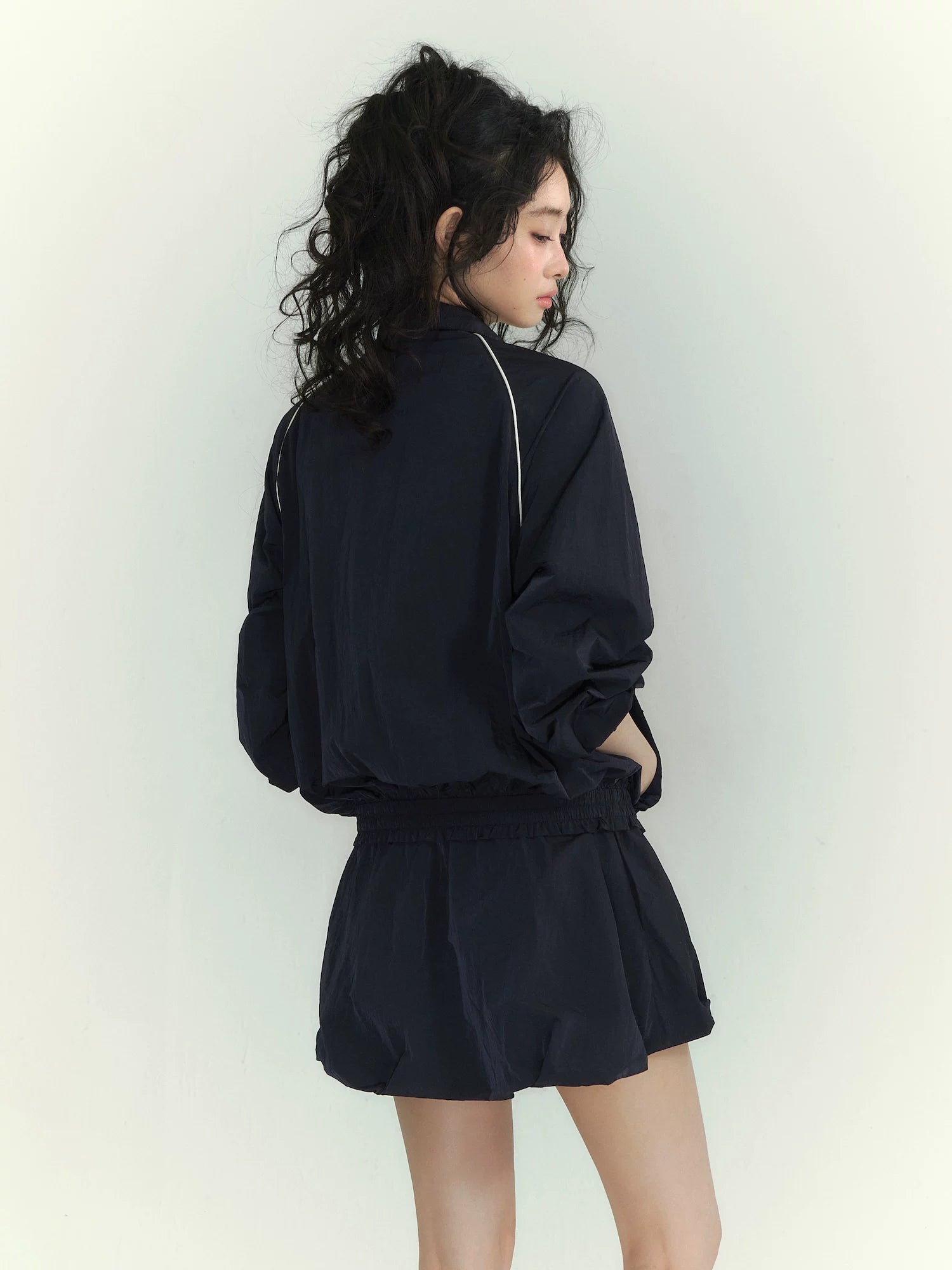 Floral Stand Collar Jacket & Dress Set