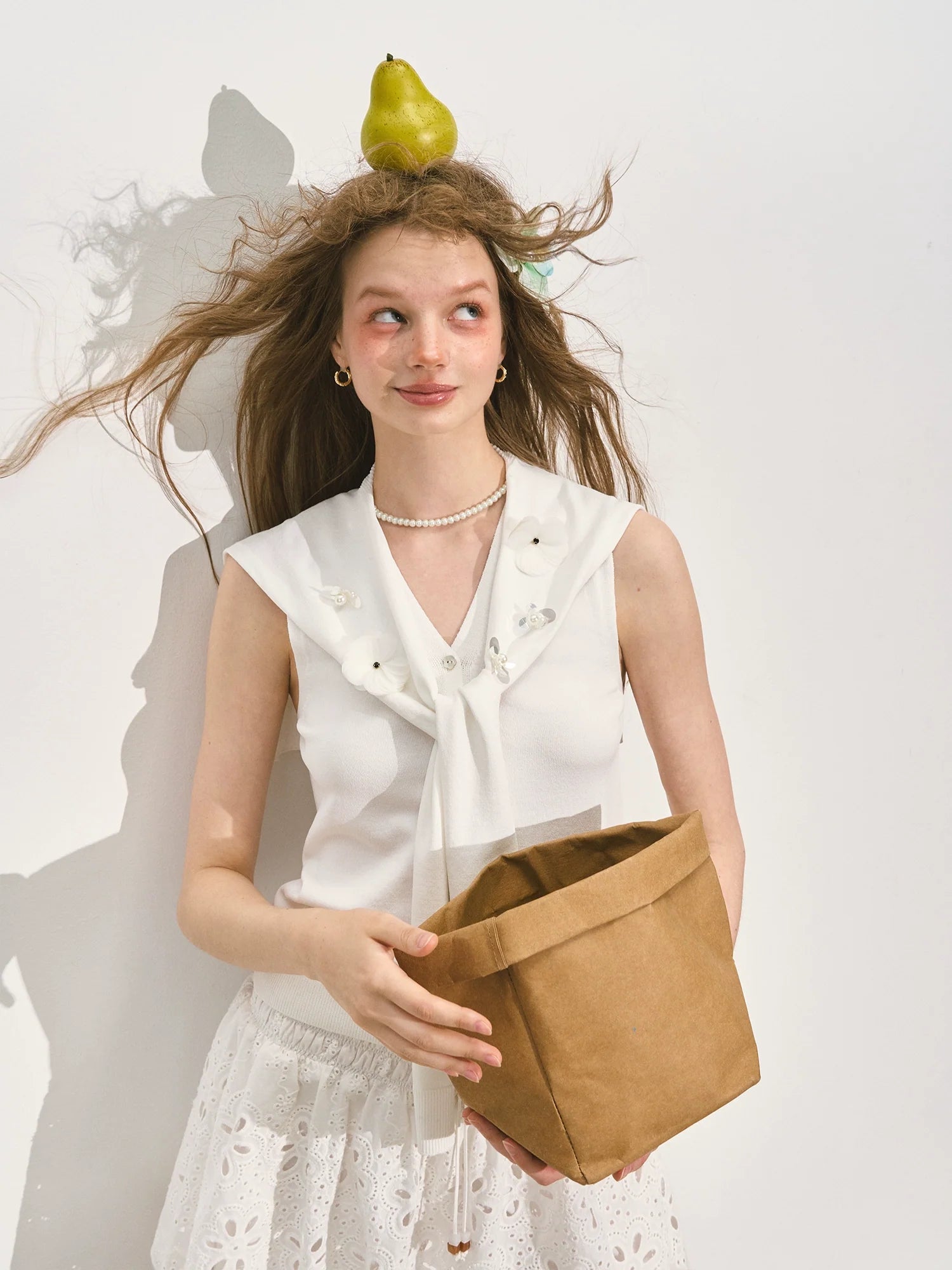 Navy Collar Two-piece Shawl Vest