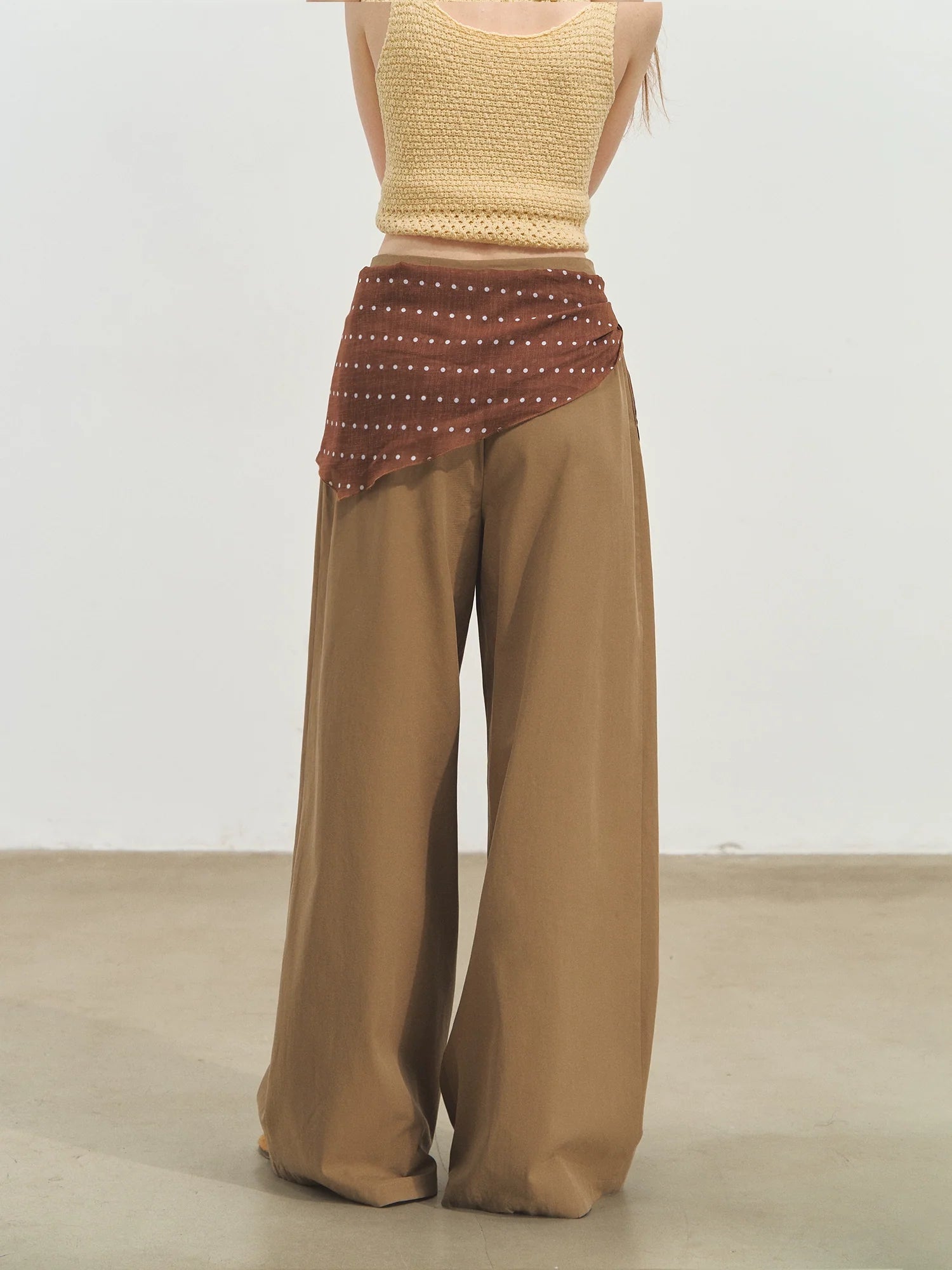 Straight-leg Floor-length Layered Wide-leg Pants