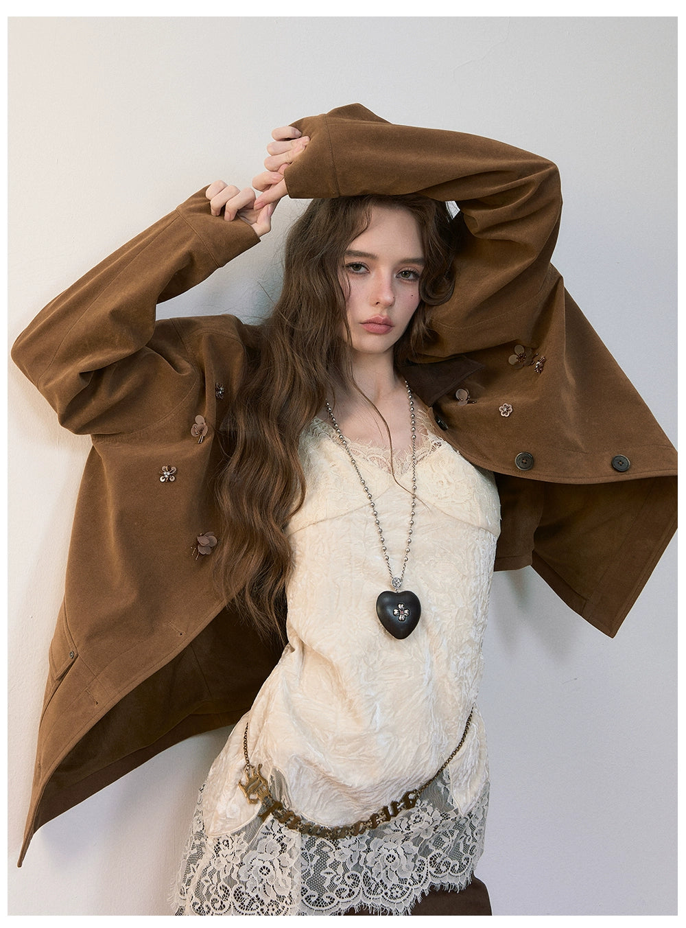 Brown Embellished Pocket Jacket