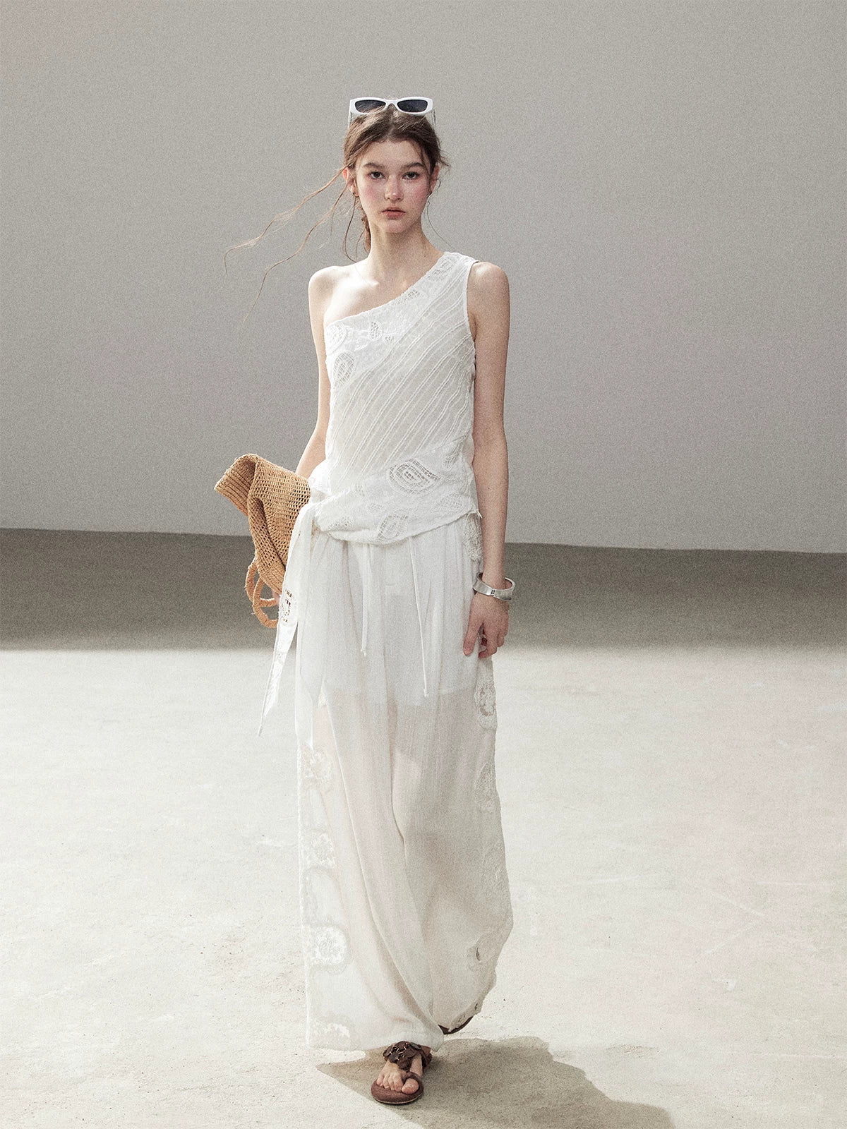Hollow Knit Tank Top & Pants Set