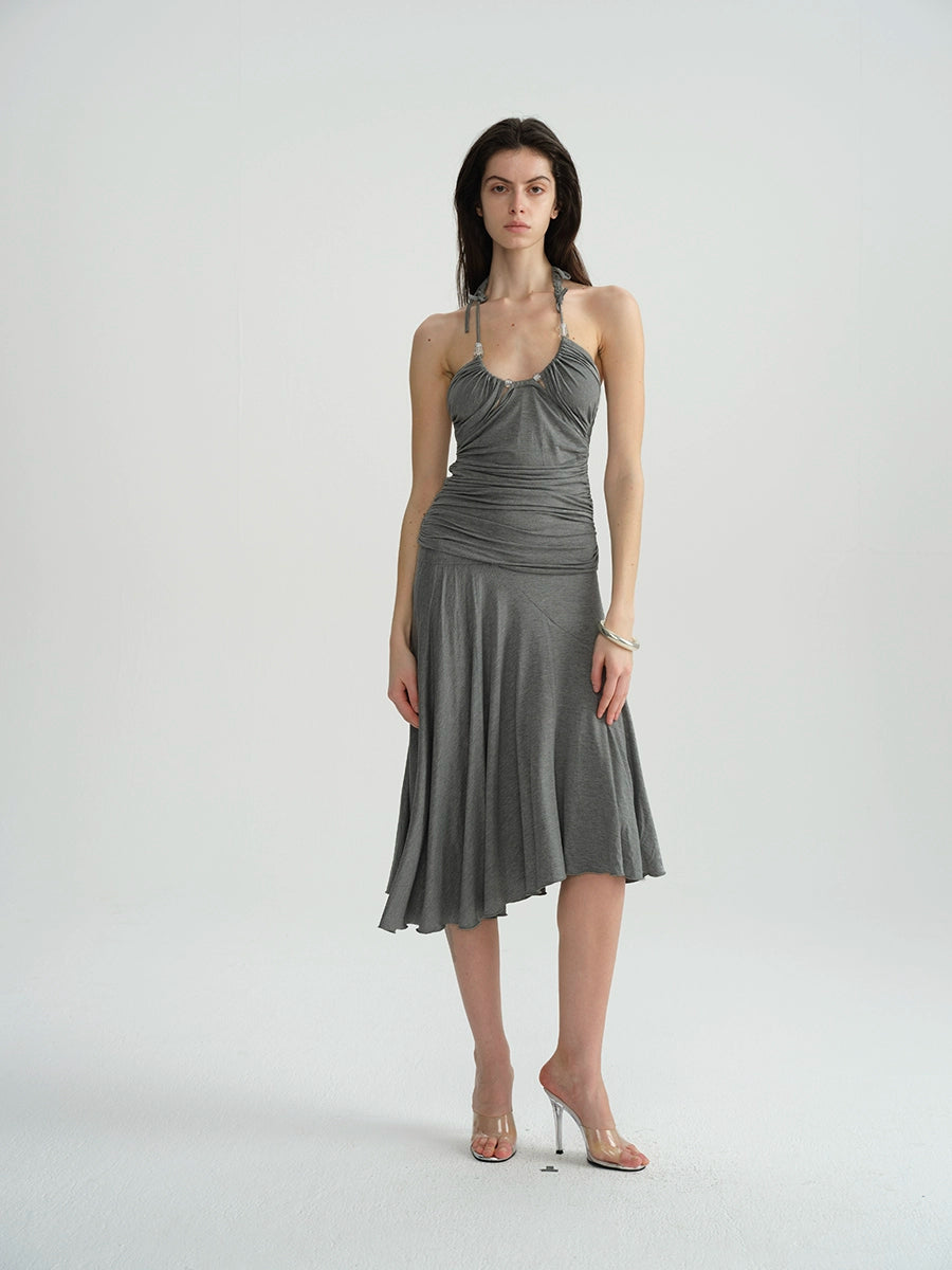 Grey Beaded Woven Strap Vacation Set
