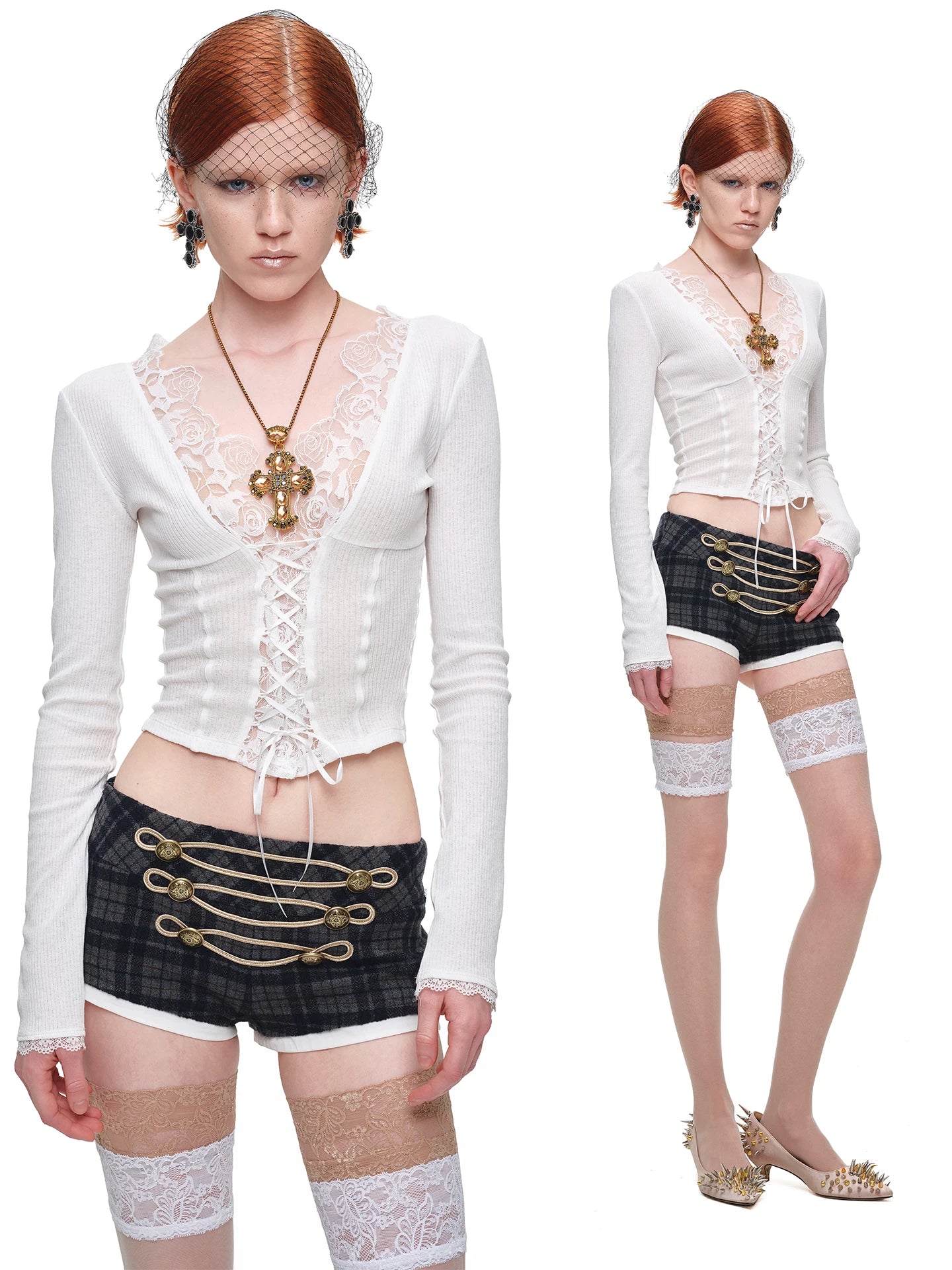 Lace V Neck Knit Top
