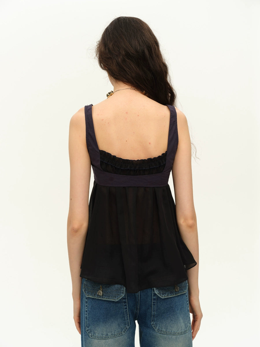 Layered Contrast A-Line Blouse