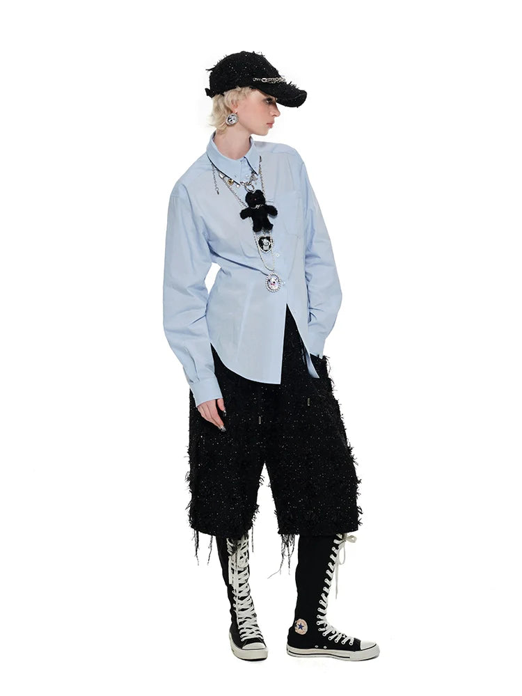 Black & Blue Tie Print Slim Fit Shirt