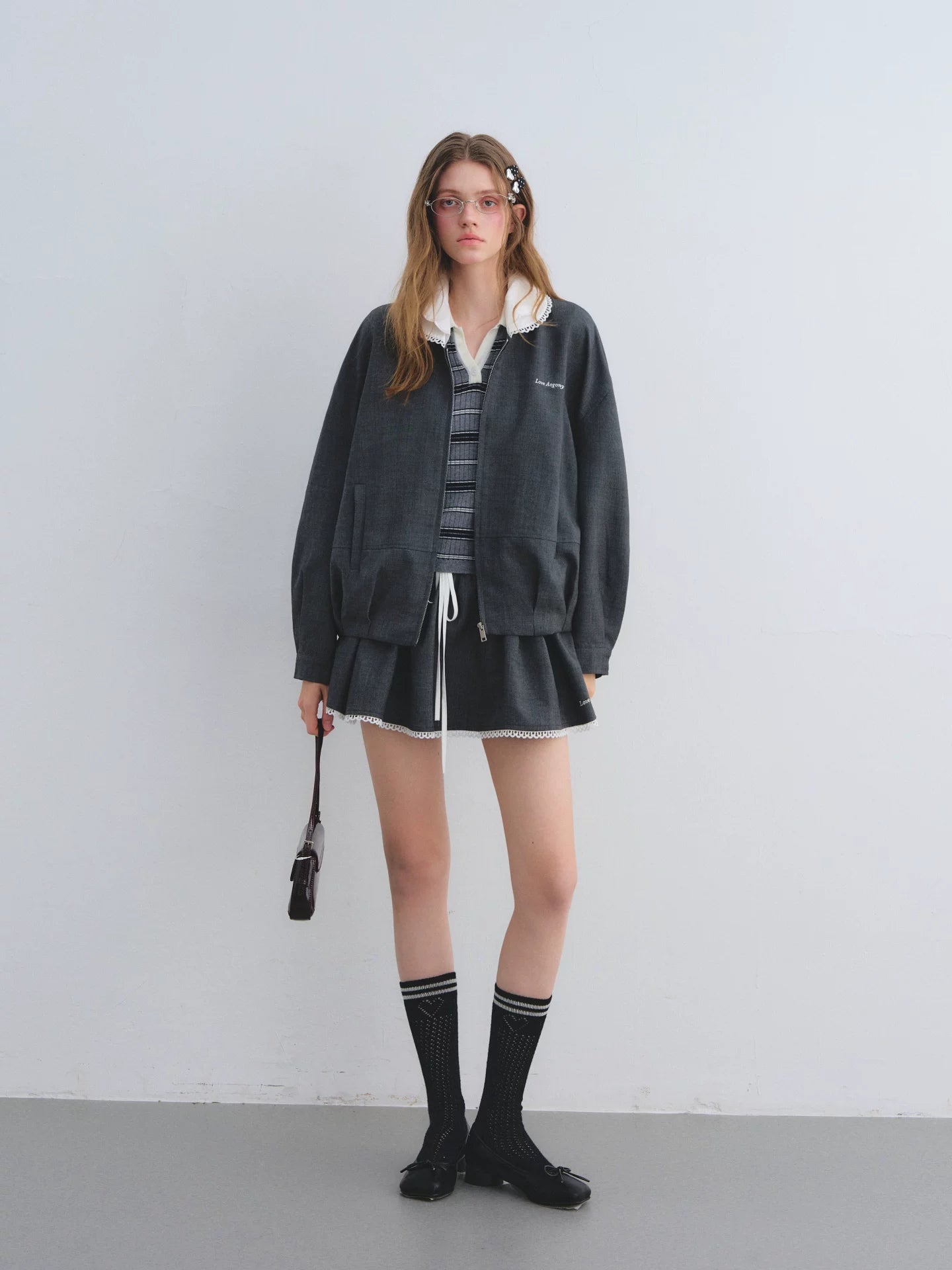 Ruffle Collar Jacket Set