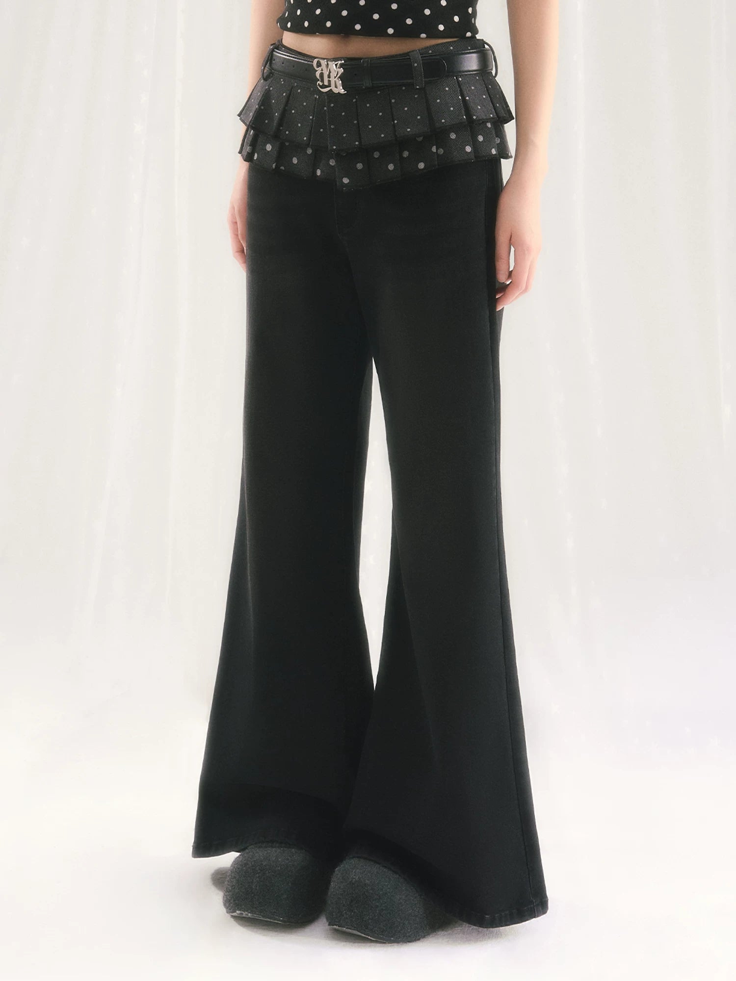 Black Detachable Flare Jeans