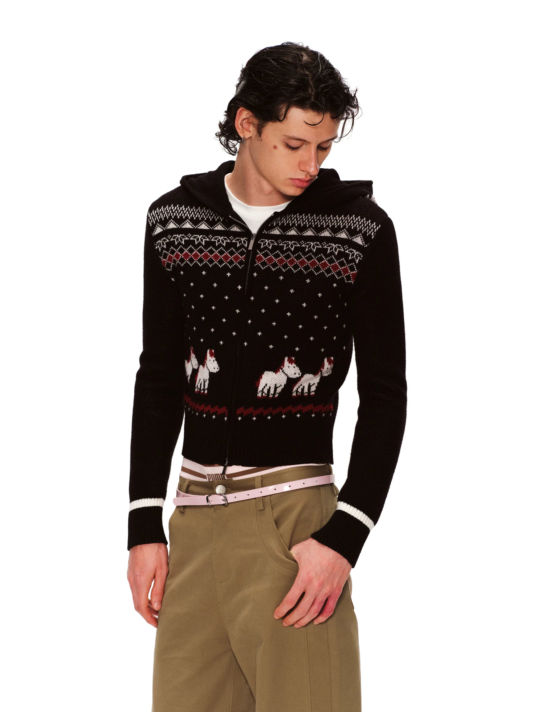Merino Horse Knit Hoodie