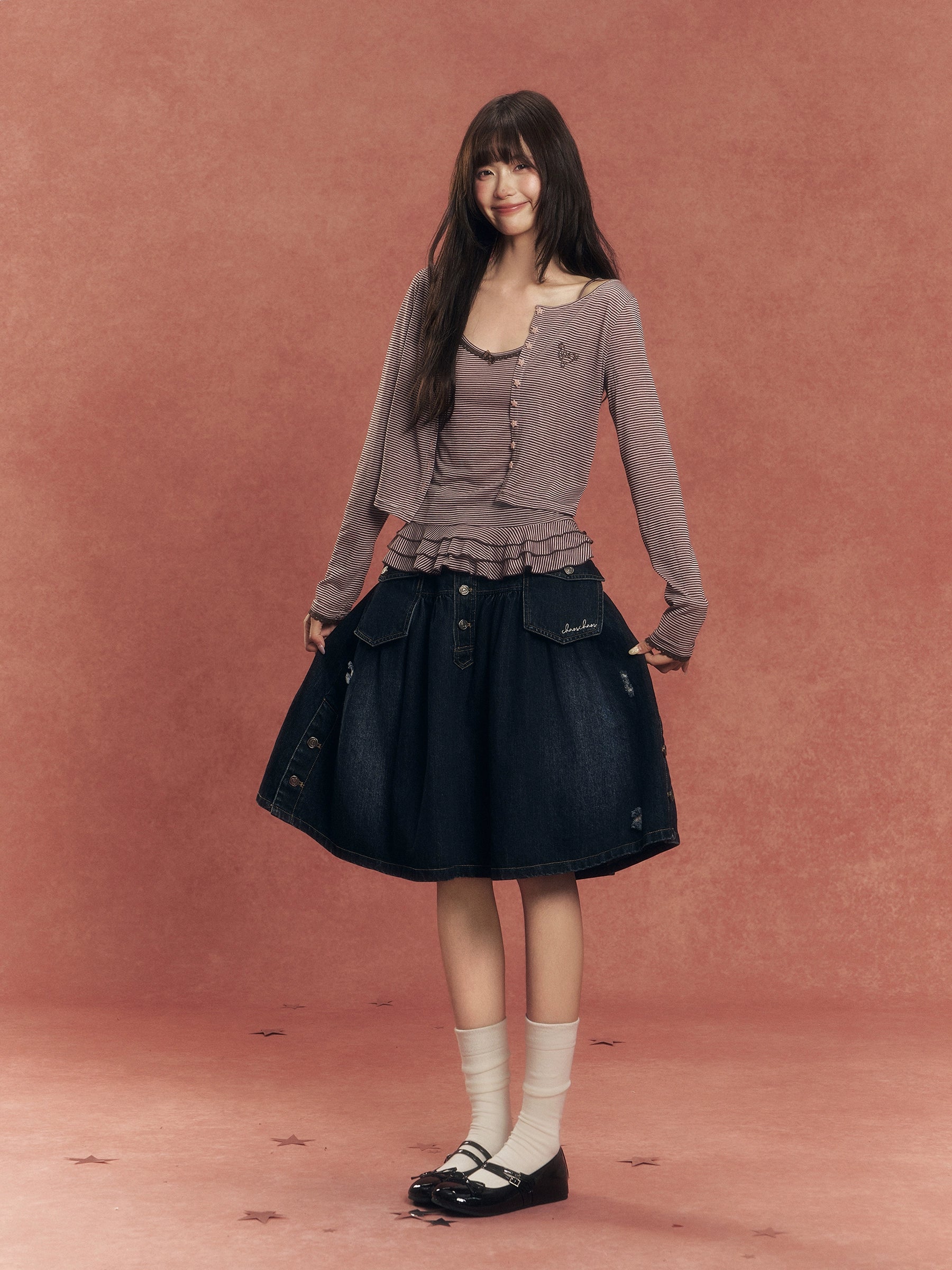 Vintage Utility Denim Skirt