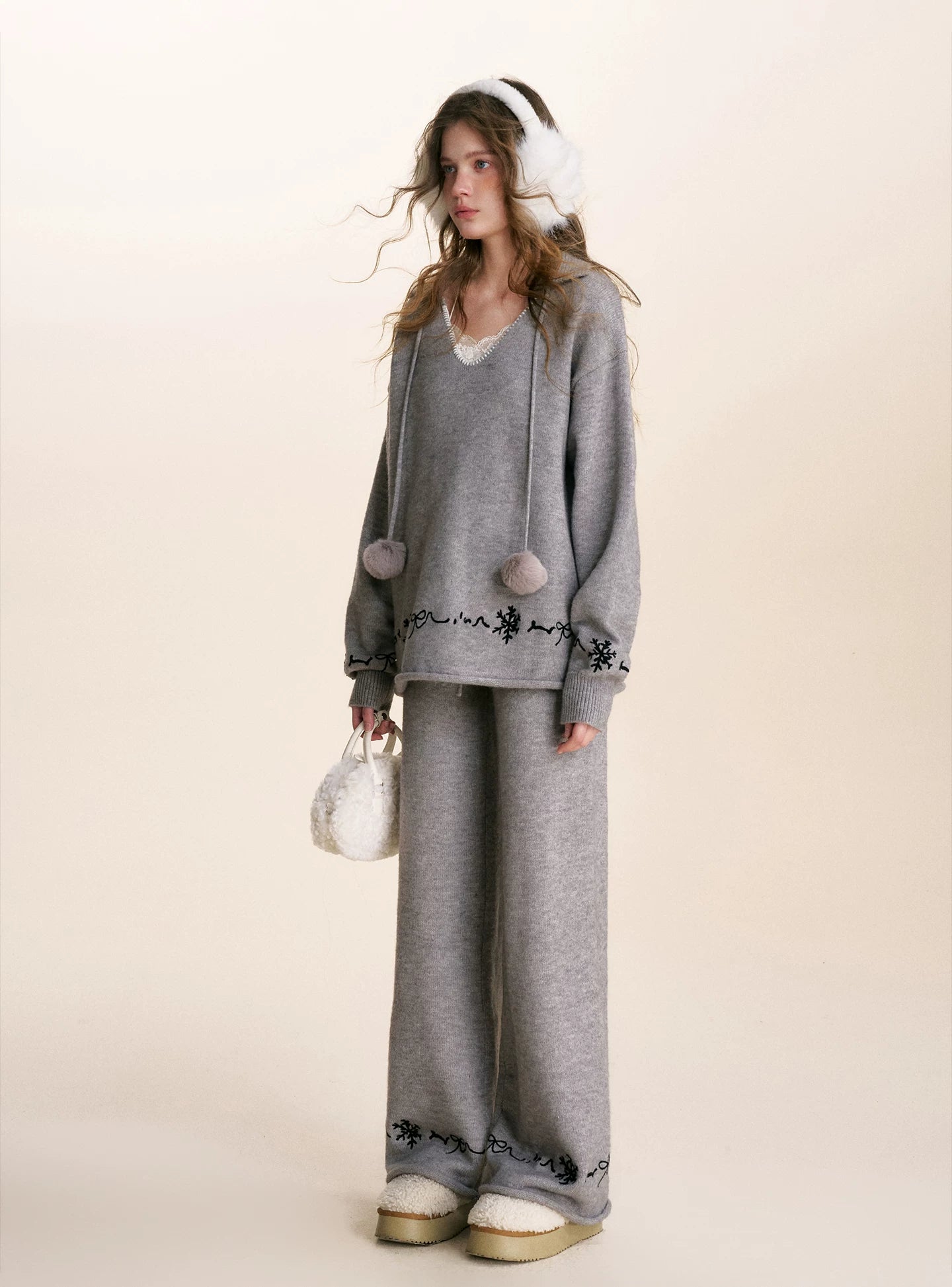 Embroidered Knit Lounge Set