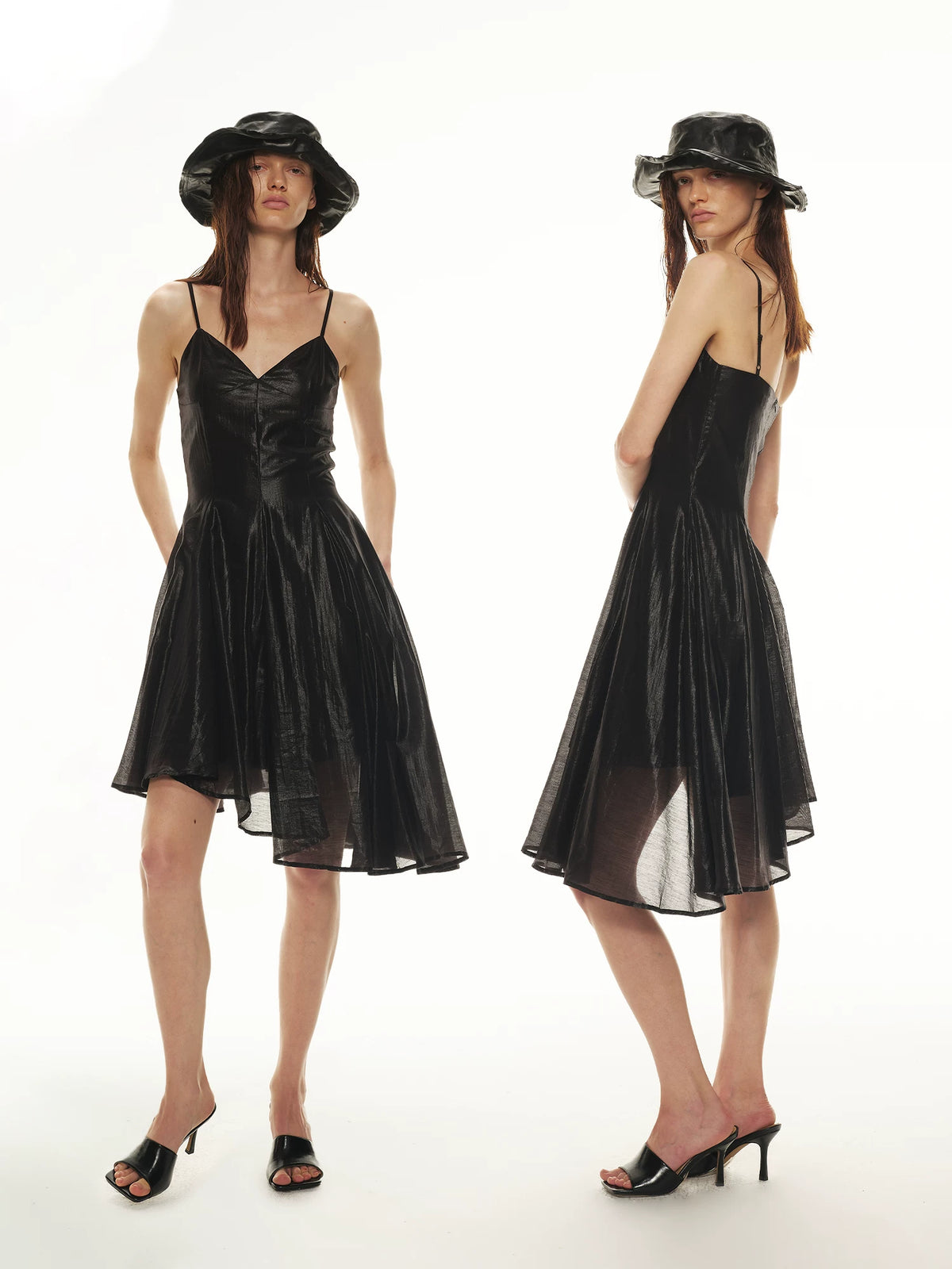 Coated Silk Little Black Dress