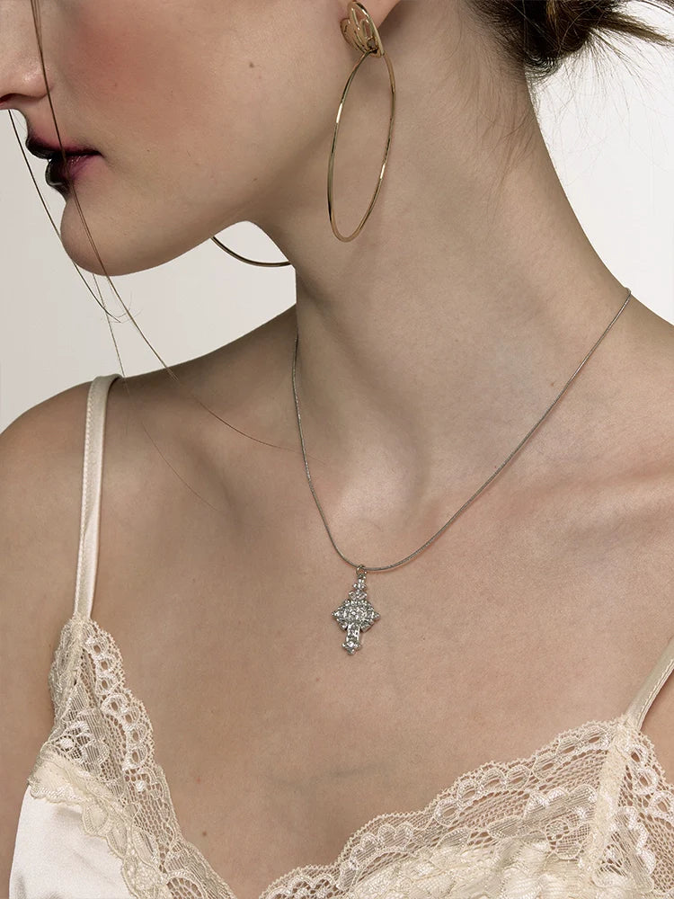 Full Diamond Retro Cross Choker