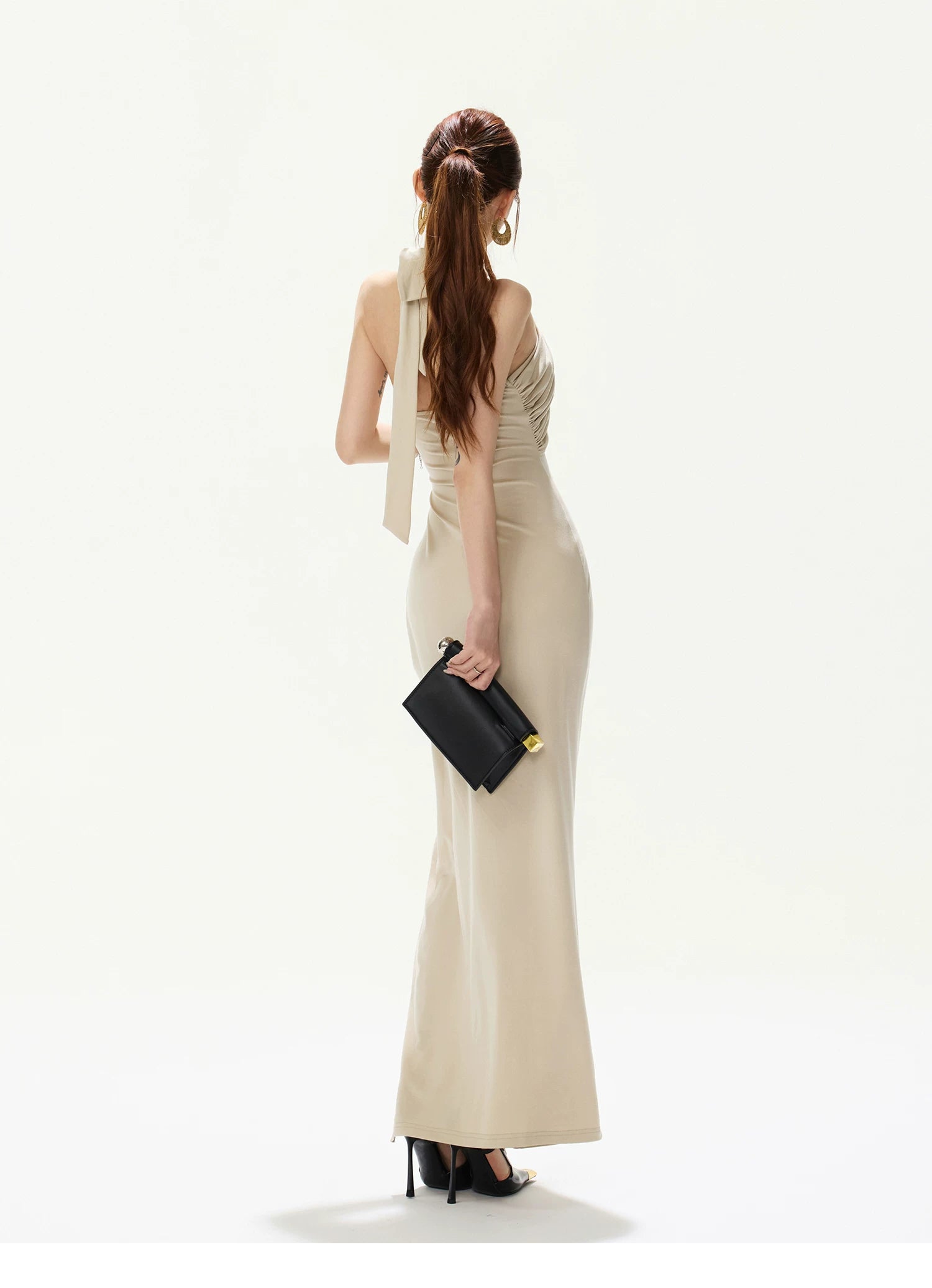 Twist Halter Slit Dress