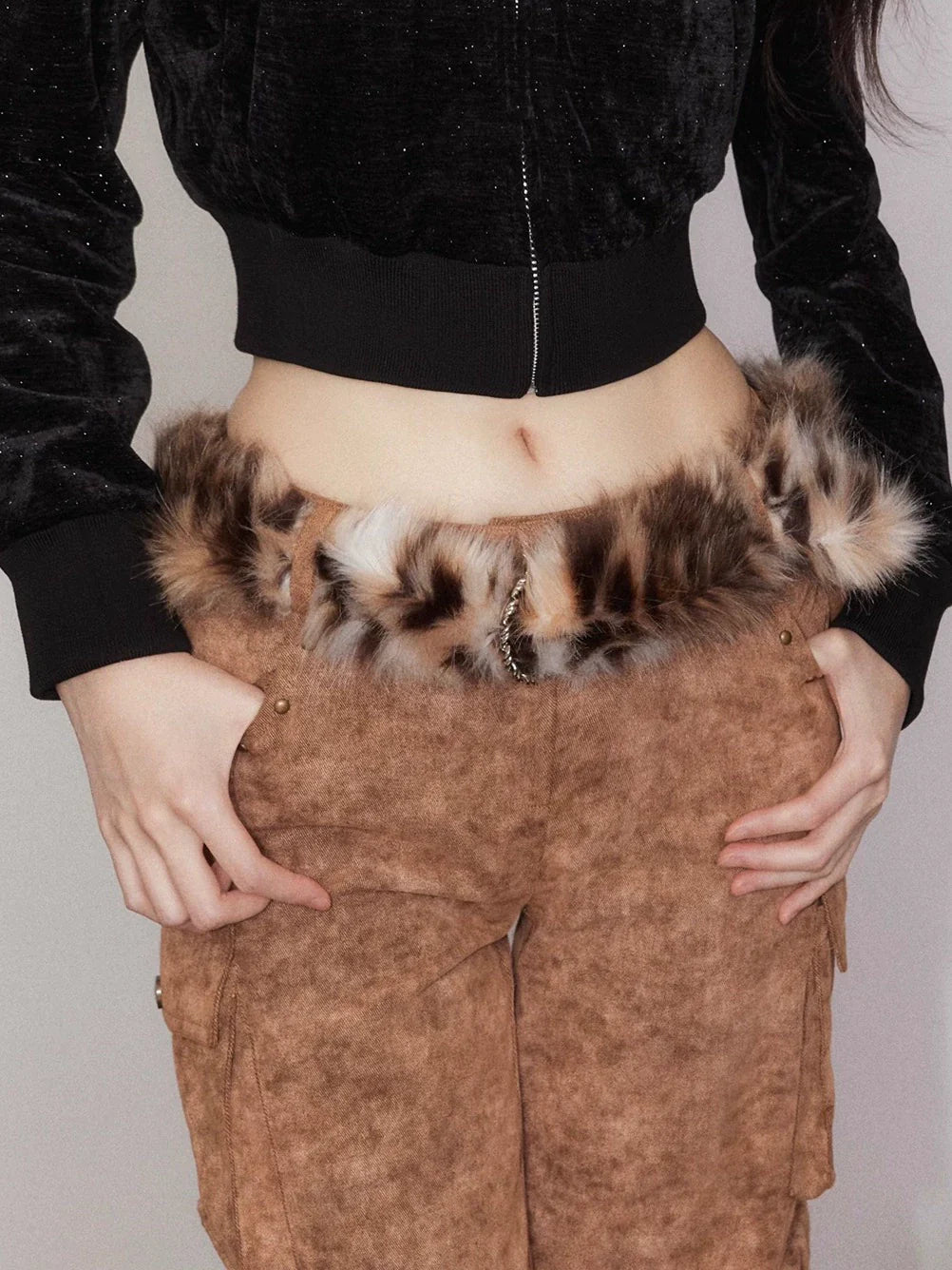 Leopard Print Embroidered Hooded Sweatshirt & Pant Set