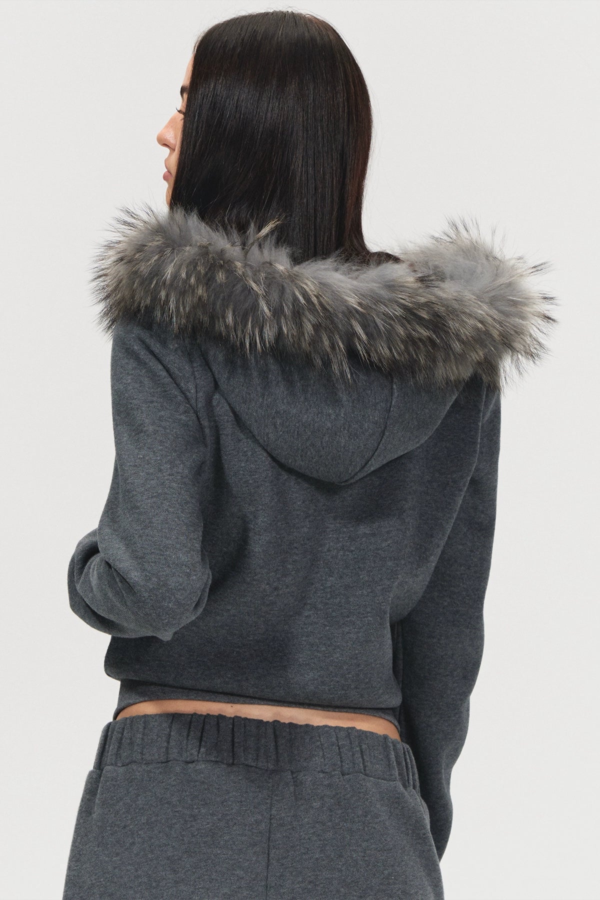 Detachable Fur Collar Hoodie & Sweatpants Set