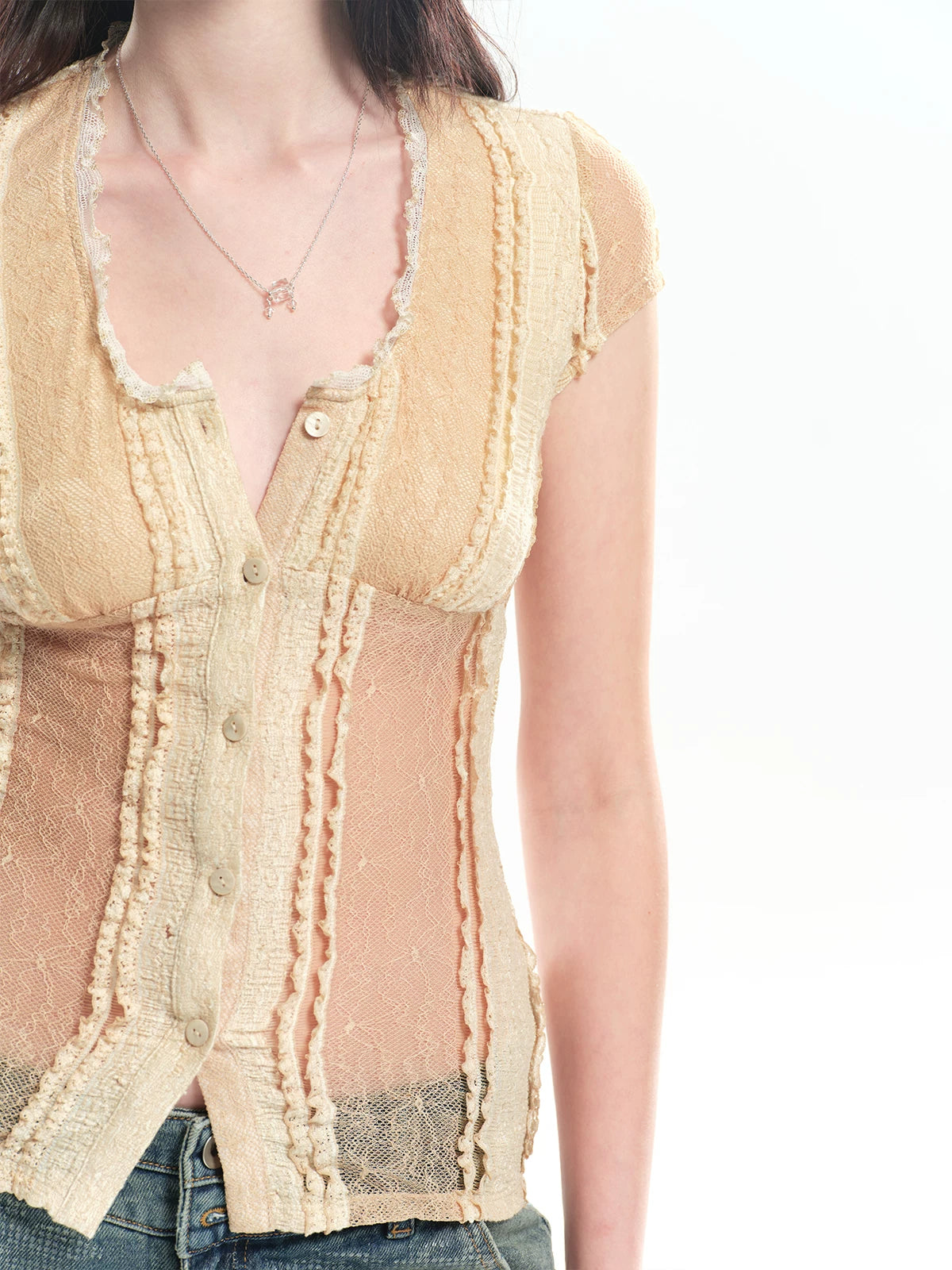 U-Neck Lace Trim Top