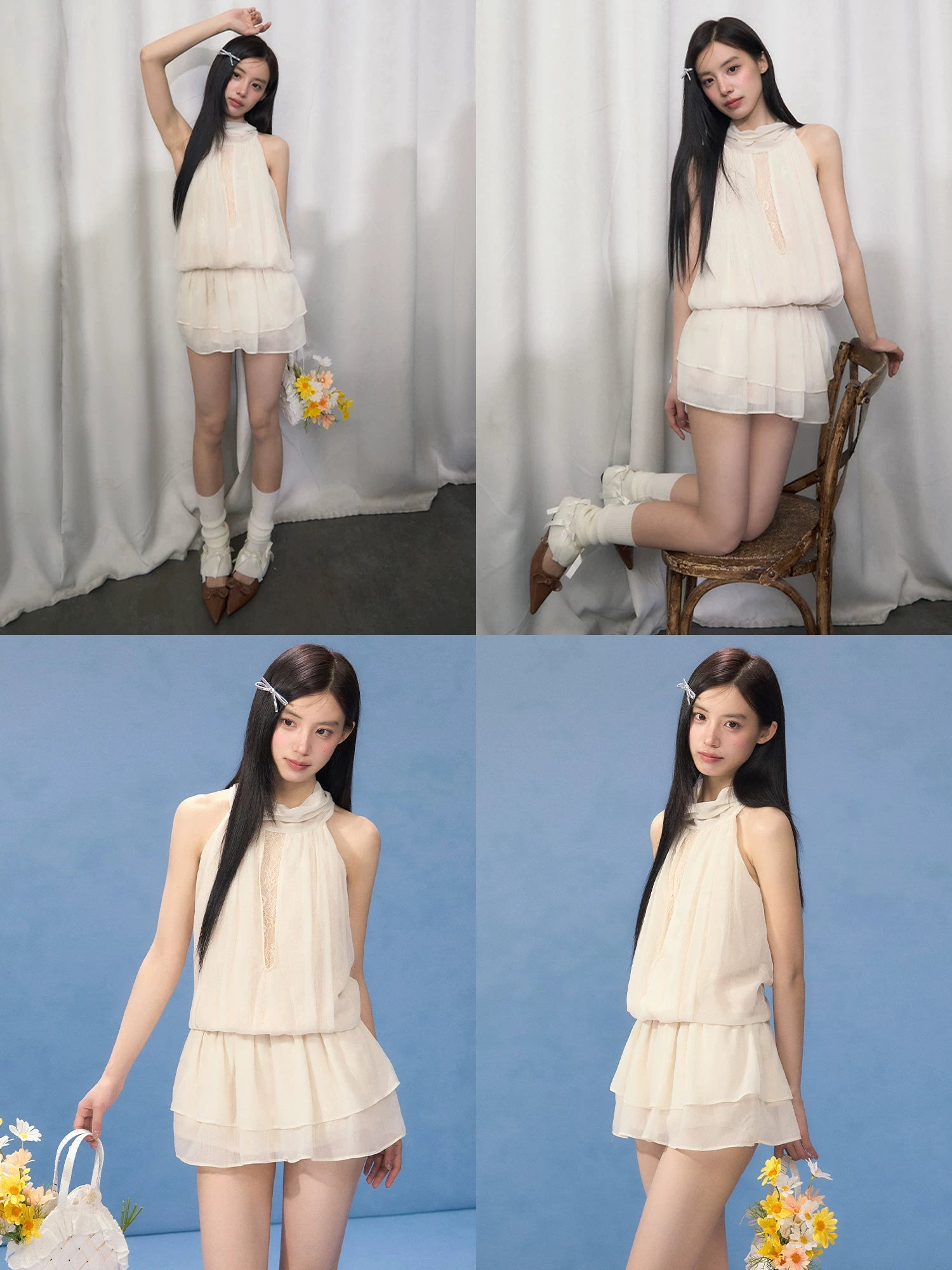 White Halter Lace Dress