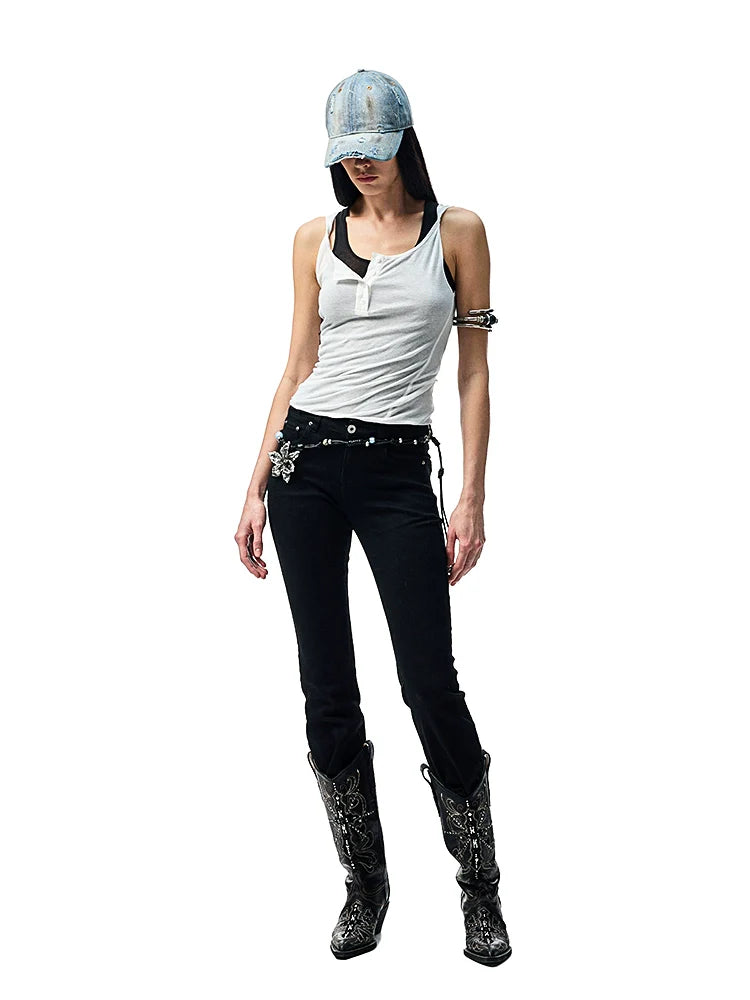 Double-layer Fake Two-piece Color-Blocking Vest