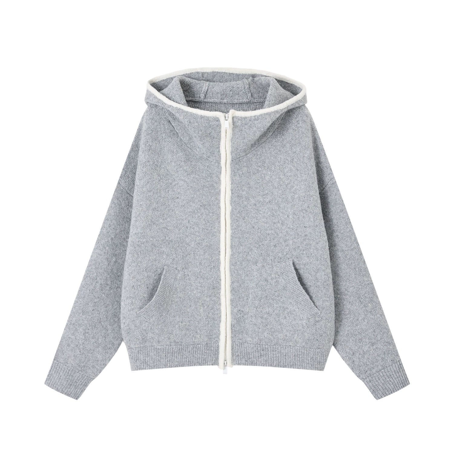 Contrast Trim Hooded Cardigan