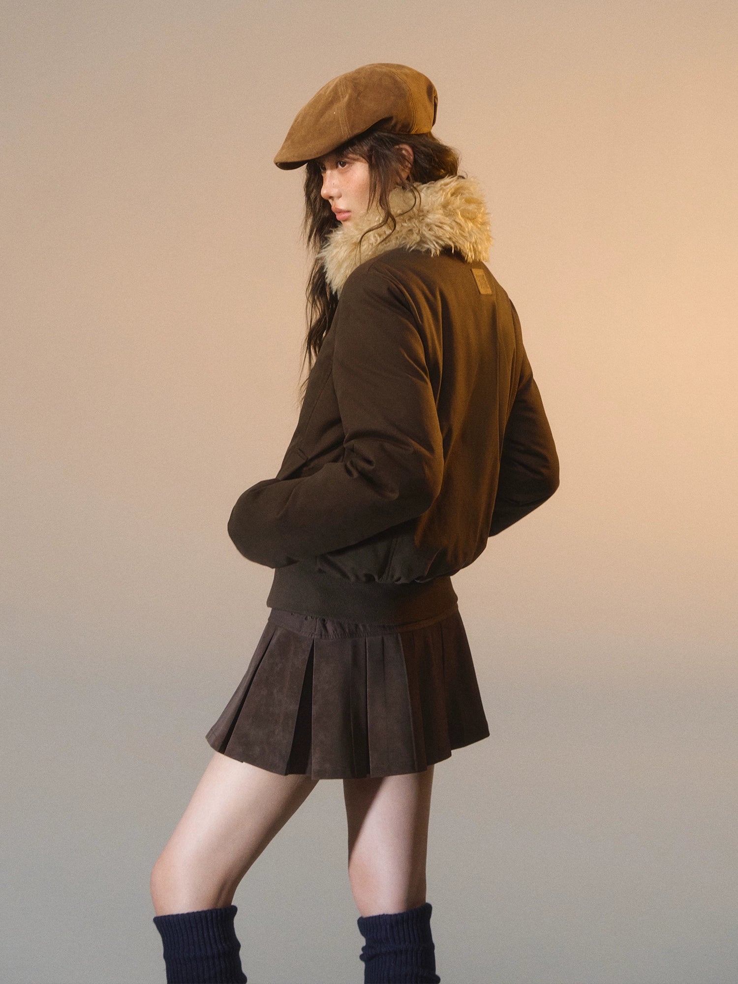 Detachable Fur Collar Fitted Down Jacket