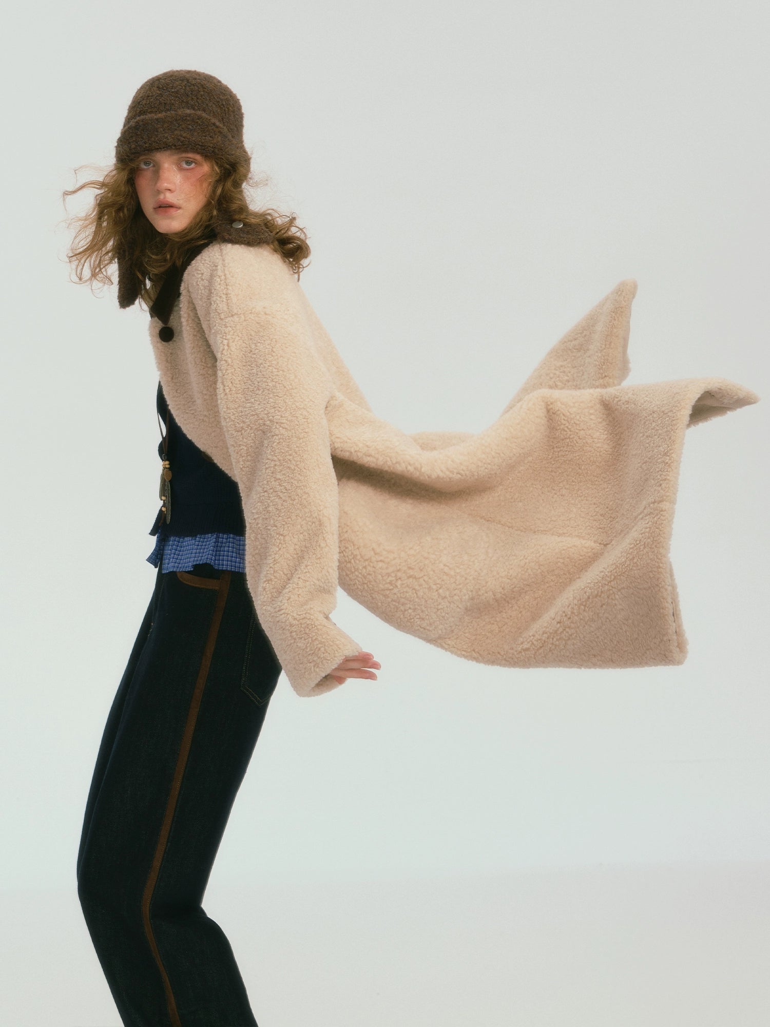 Colorblock Collar Sherpa Coat