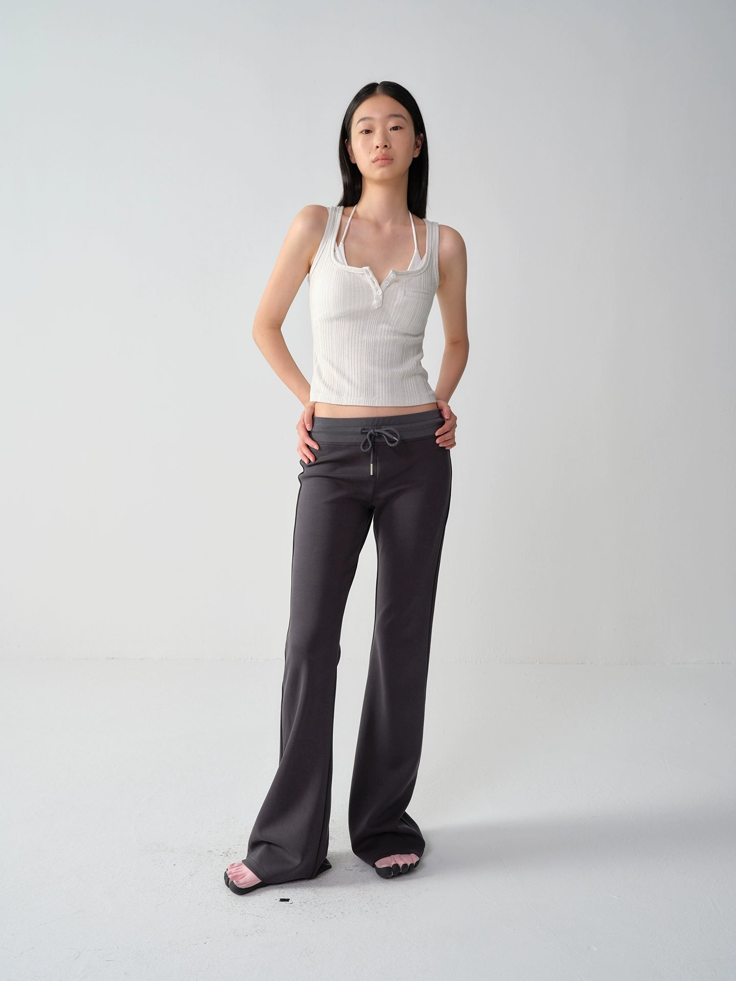 Cooling Modal Low-Waist Flared Wide-Leg Pants