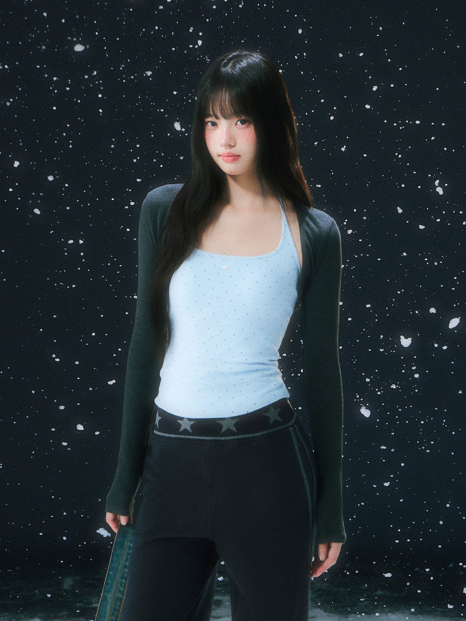 Light Blue Contrast Polka Dot Camisole Set