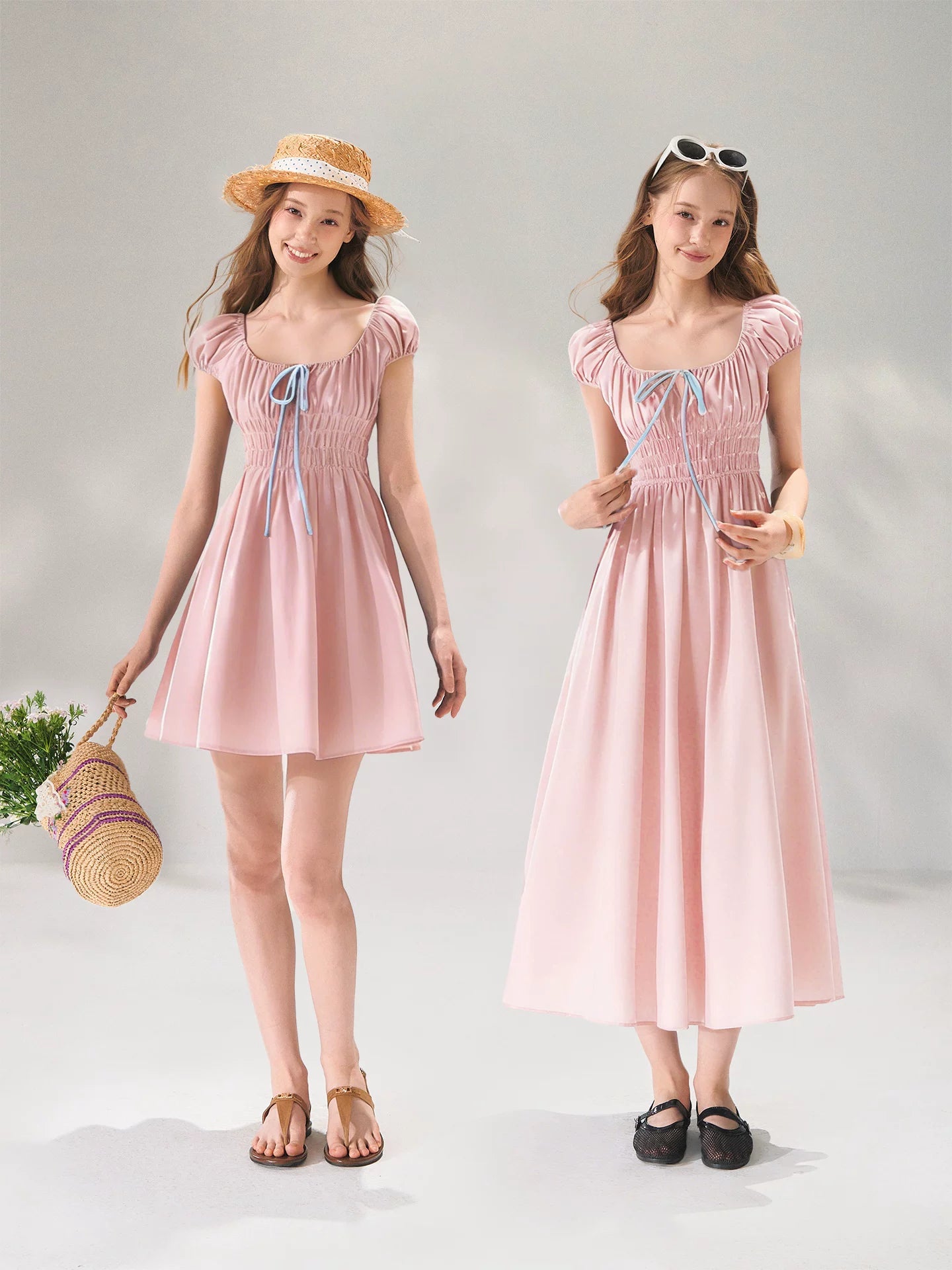 French Floral Tie Waist Dress