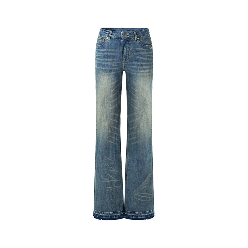 "Savanna Series" Plains Washed Denim Straight-Leg Jeans
