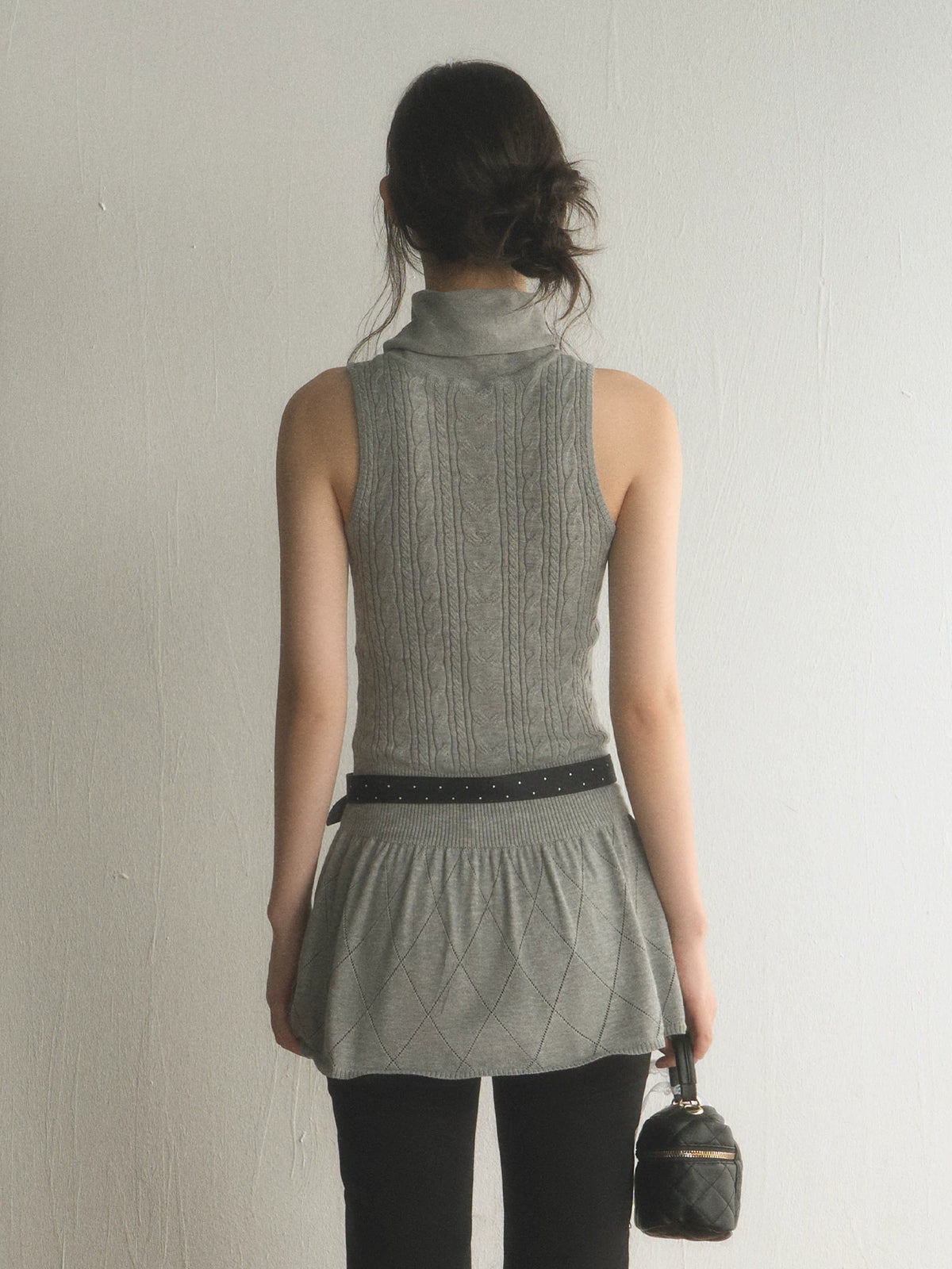 High Neck Sleeveless Knit Dress