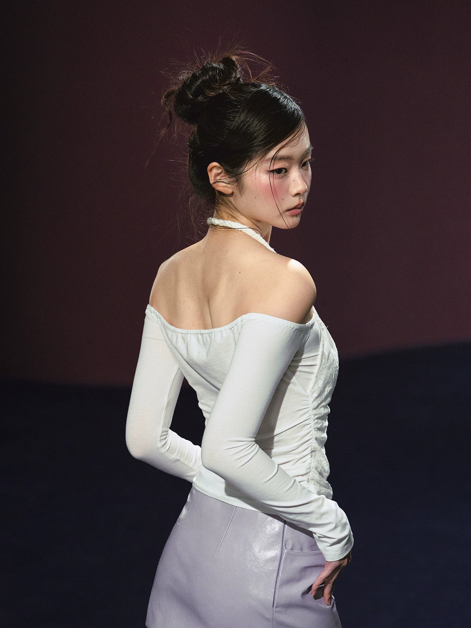 Two-Piece Off-Shoulder Halter Lace Blouse