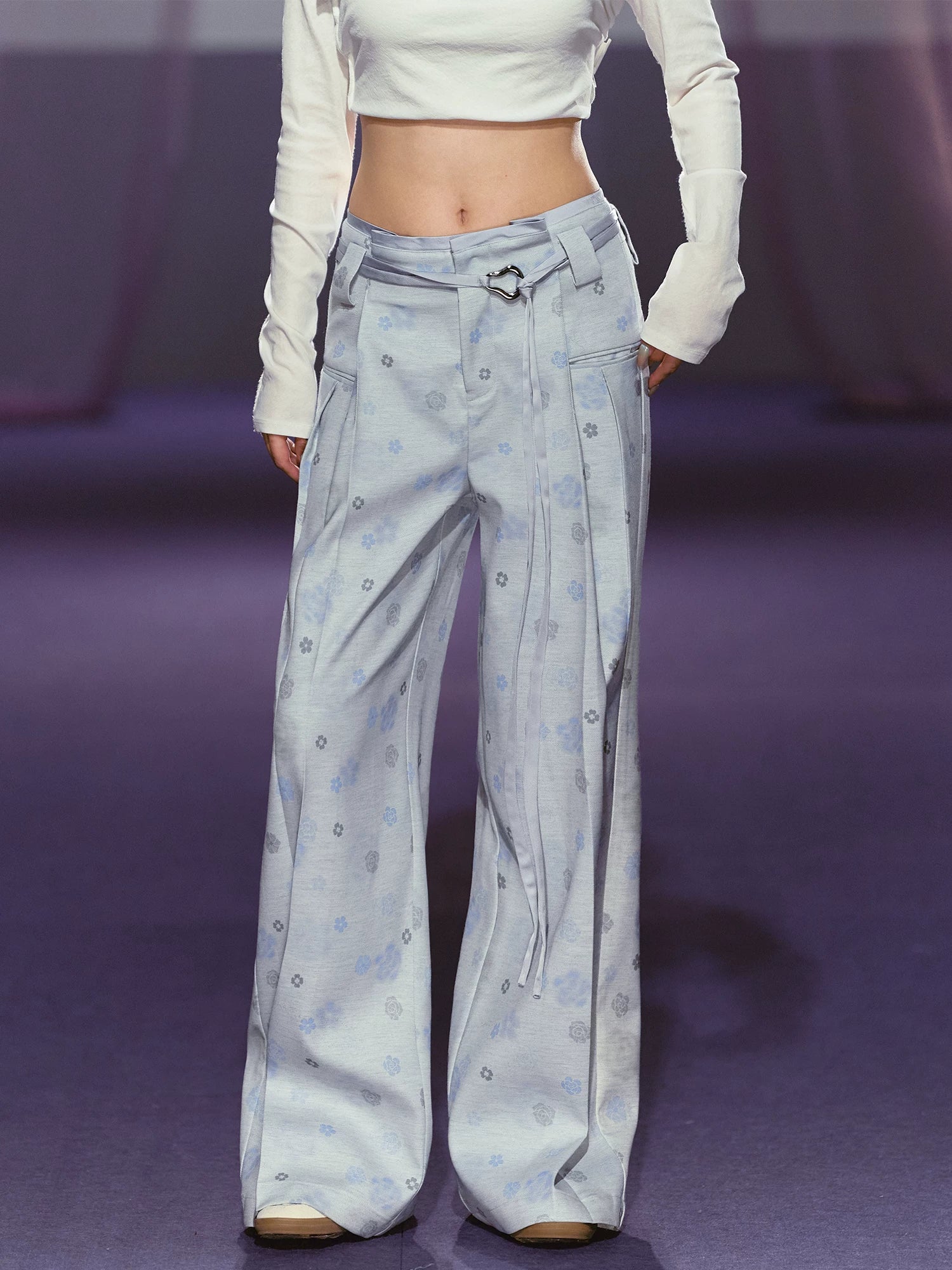 Floral Printed Satin Trousers