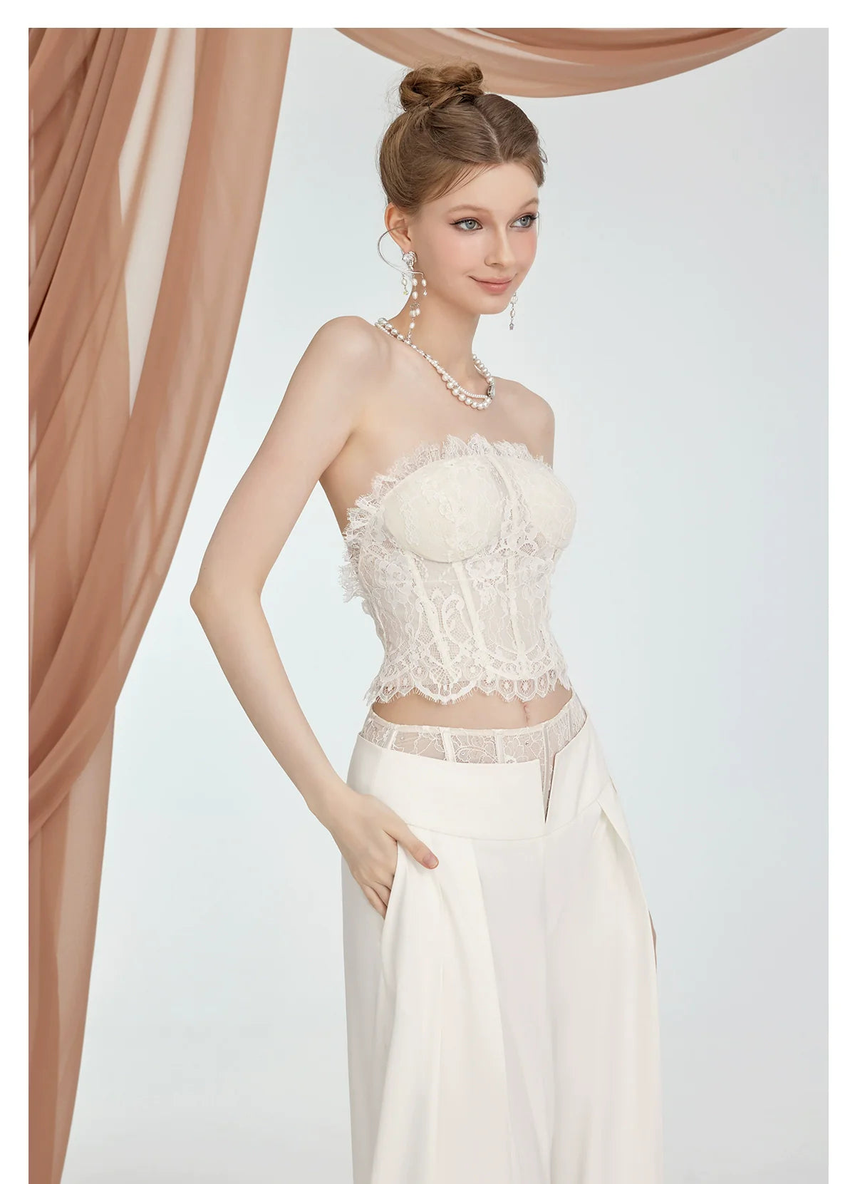 Naomi Lace Mesh Boned Backless Corset
