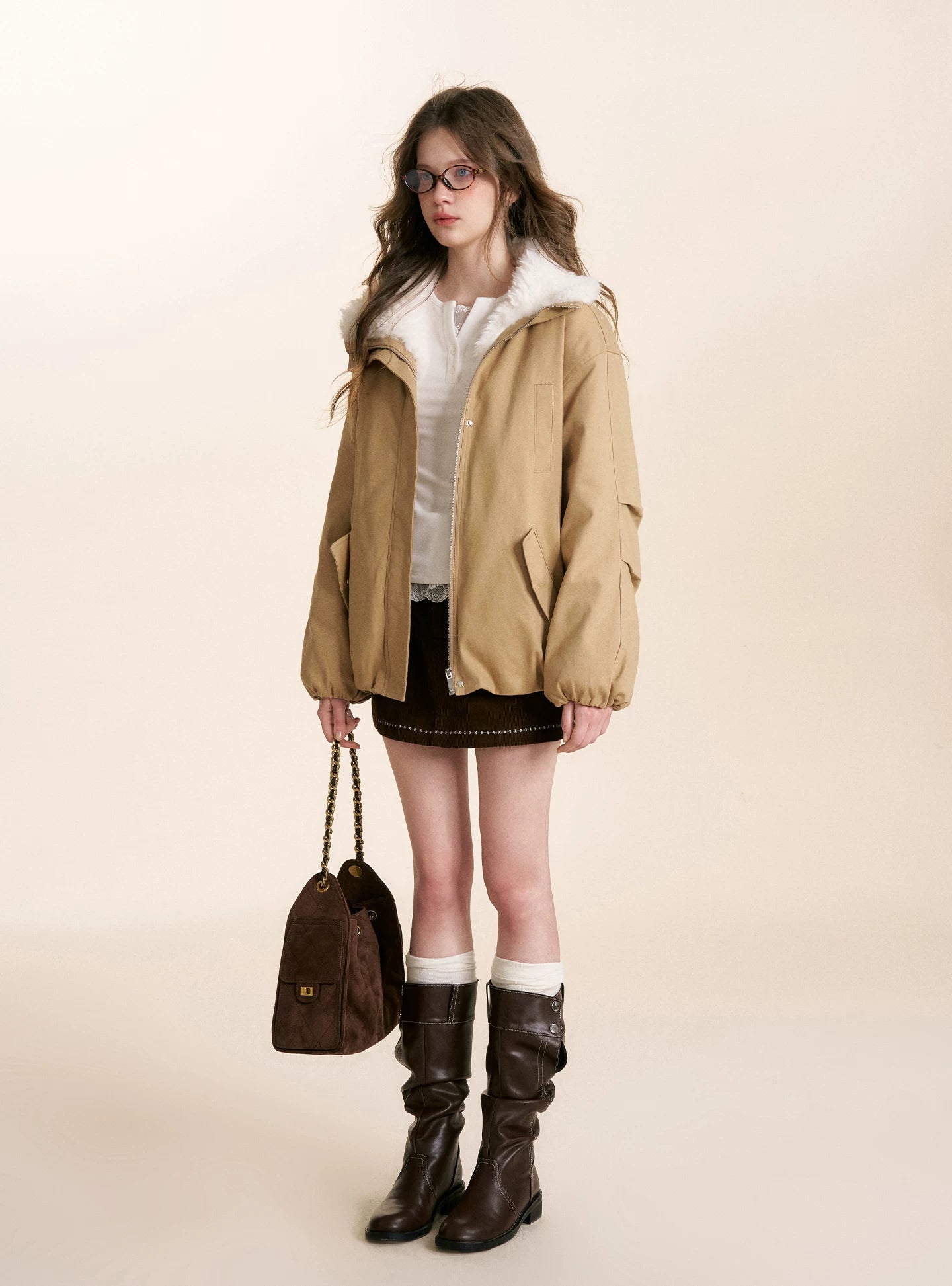 Shearling Collar Parka Jacket