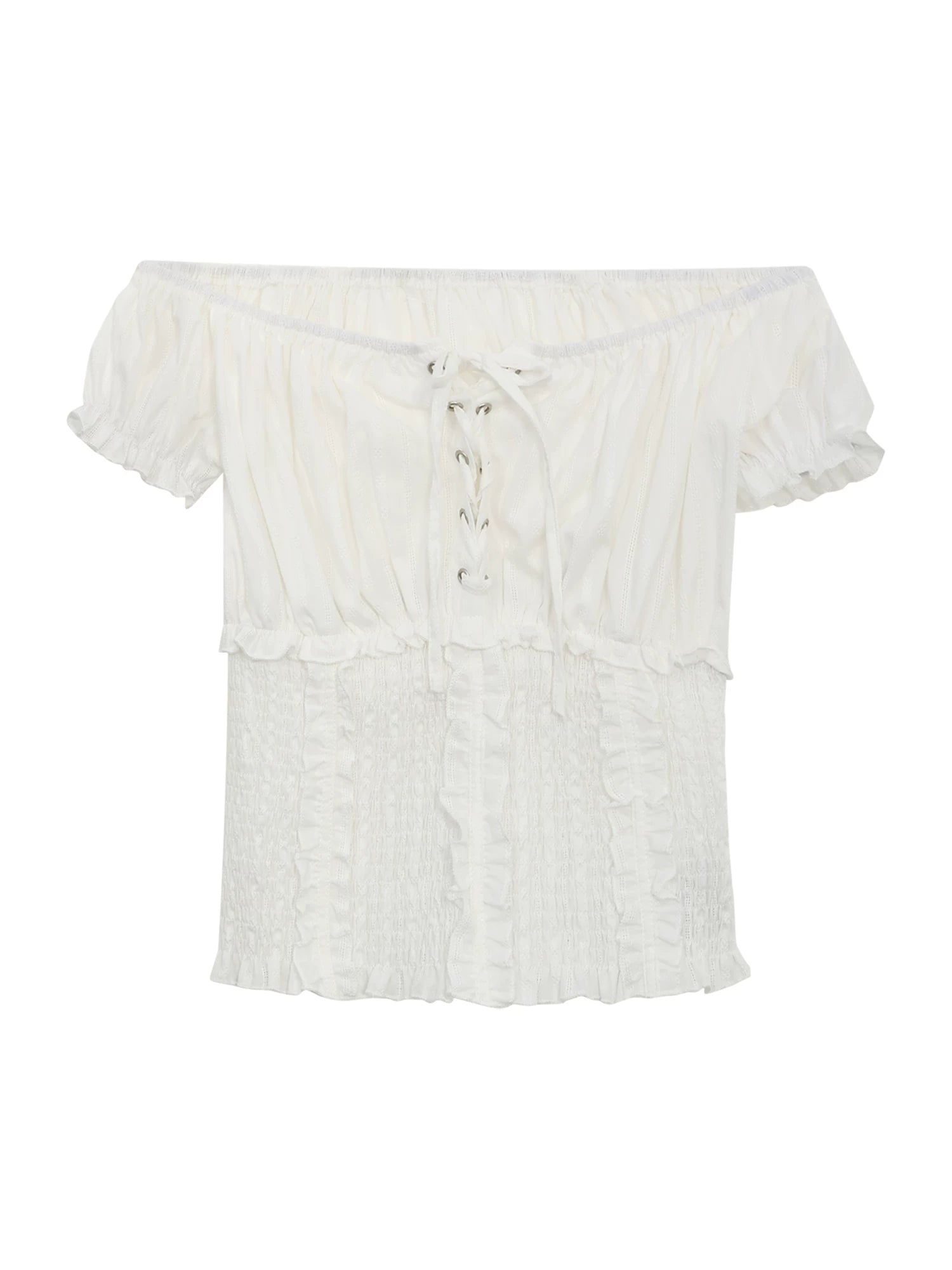 White Off-shoulder Puff Top