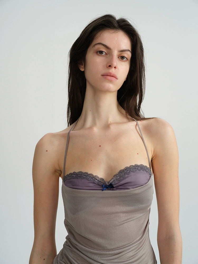 Purple Ruched Design Cami Top