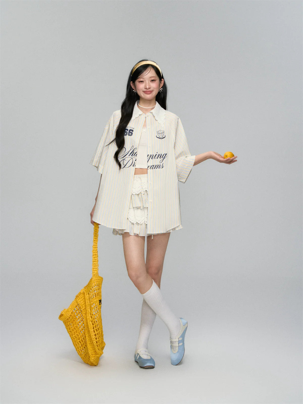 Striped Jersey Shirt Coat & Skirt Set