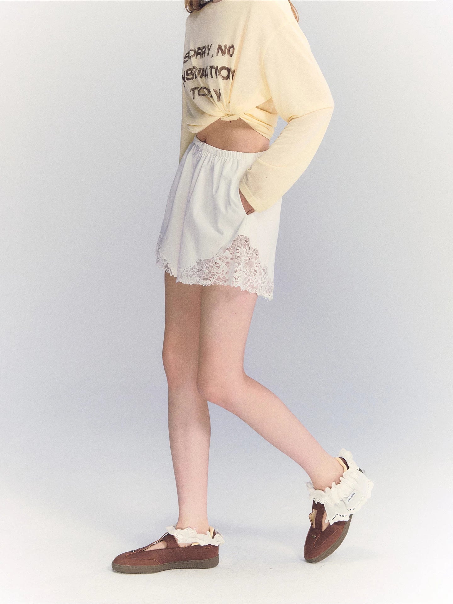 Lace Trim Cotton Shorts