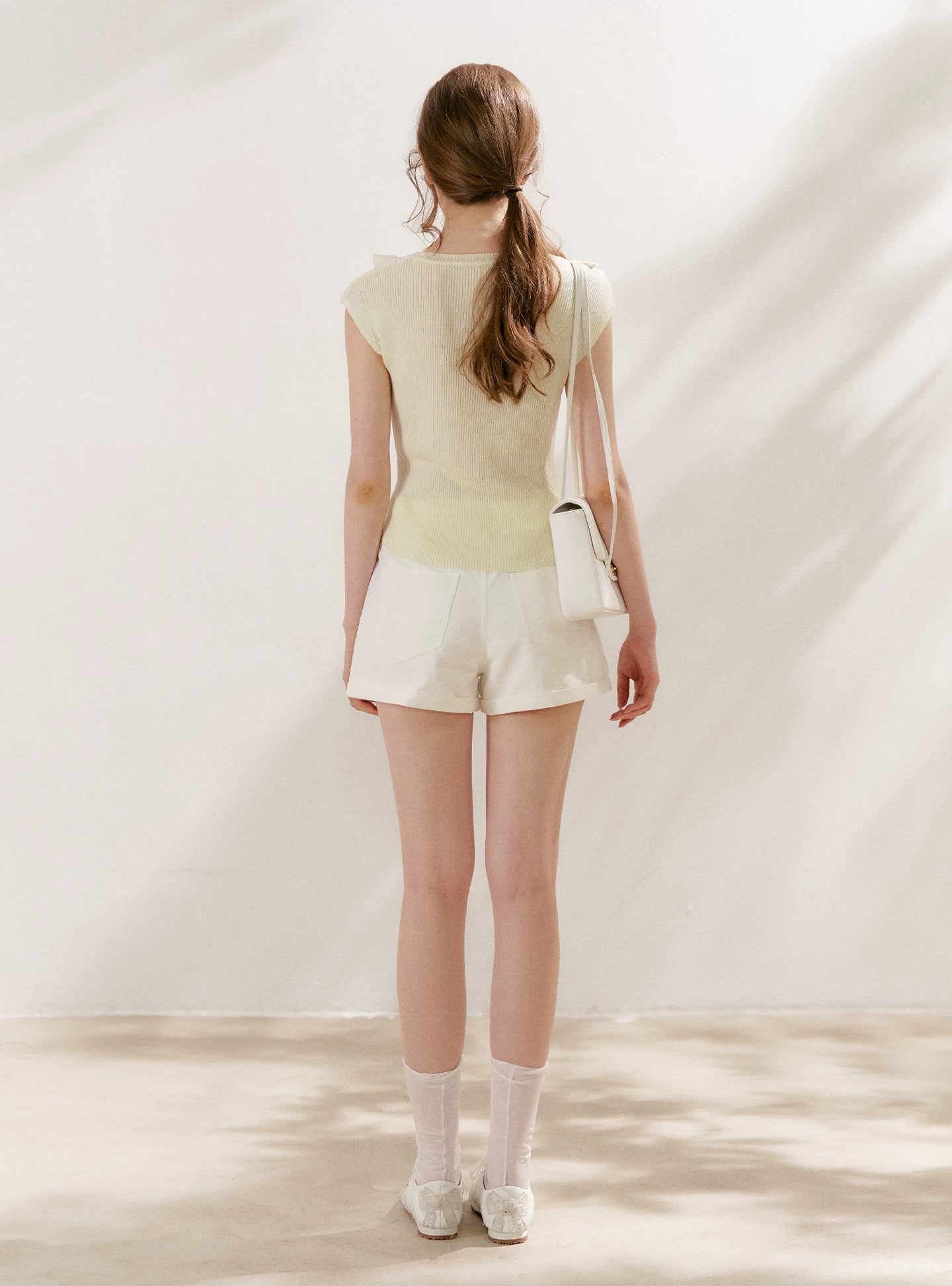Lace-Collar Knit T-Shirt