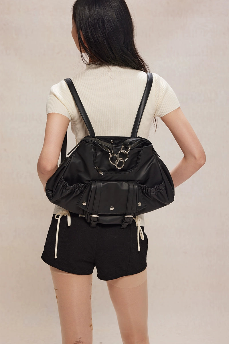 Black Waterproof Two-Way Handbag