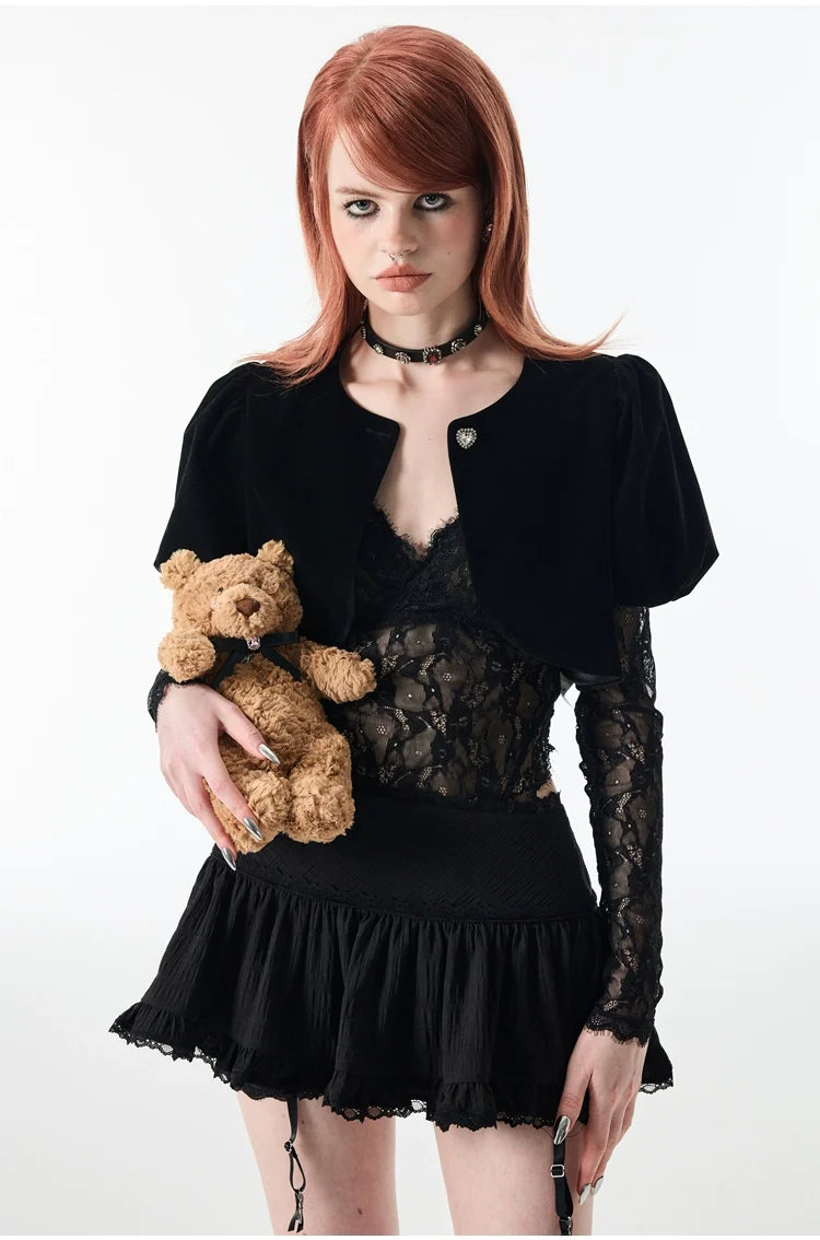 White & Black Lace Edge Mini Skirt