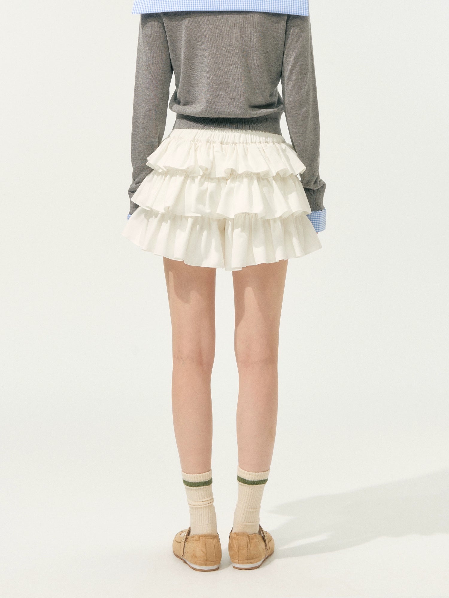 Pleated Lace Ruffle Tiered Skirt