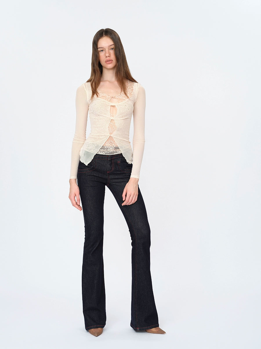 Sheer Lace Layered Blouse