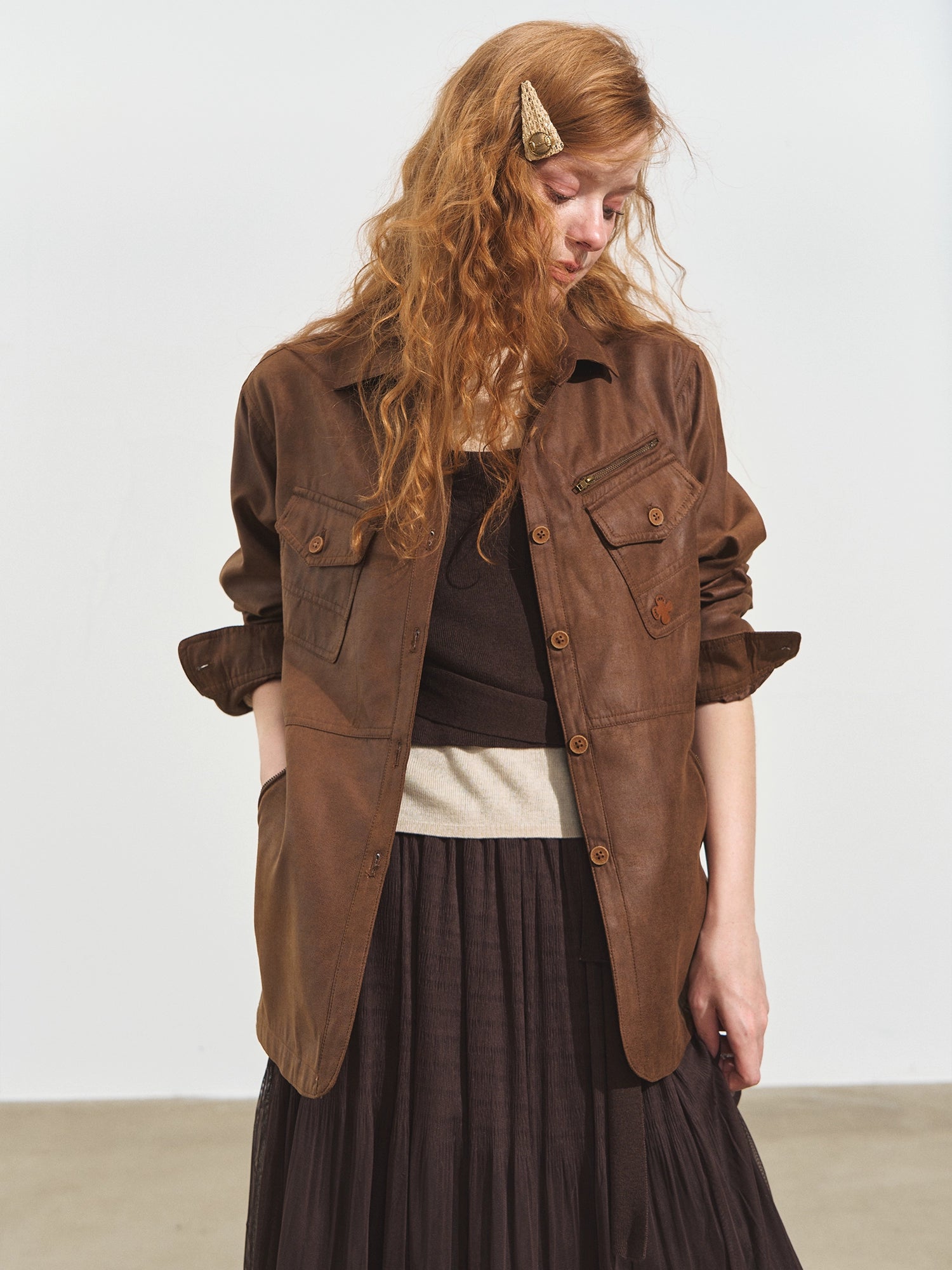 Multi-Pocket Suede Jacket