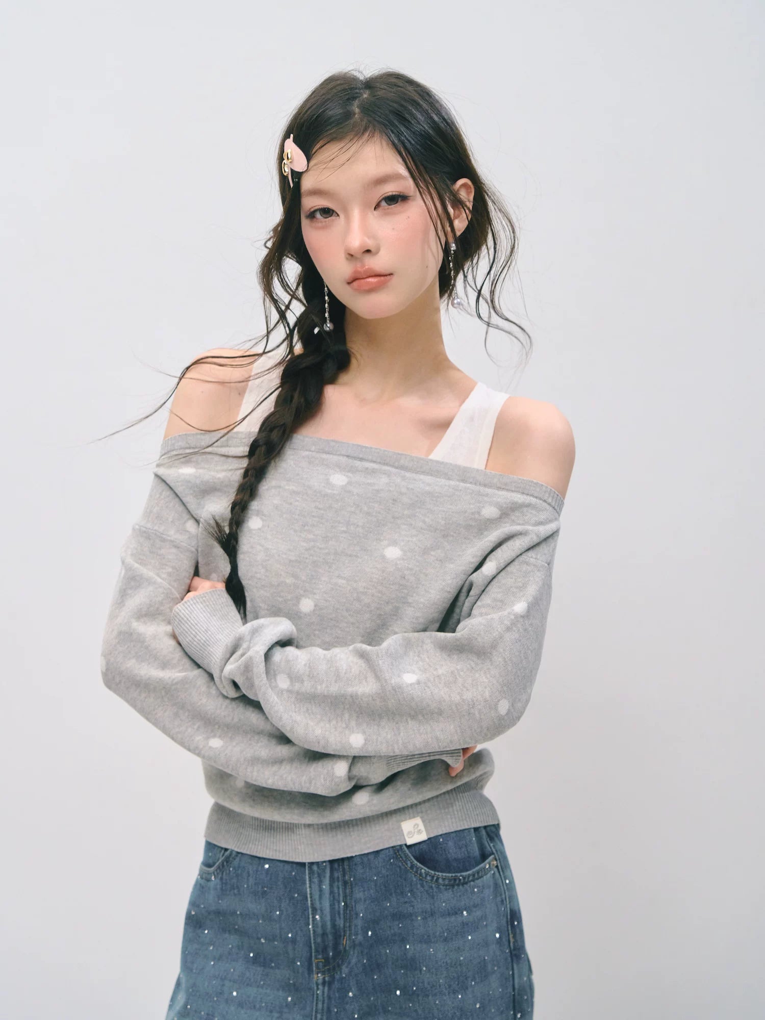 Off Shoulder Knit Sweater