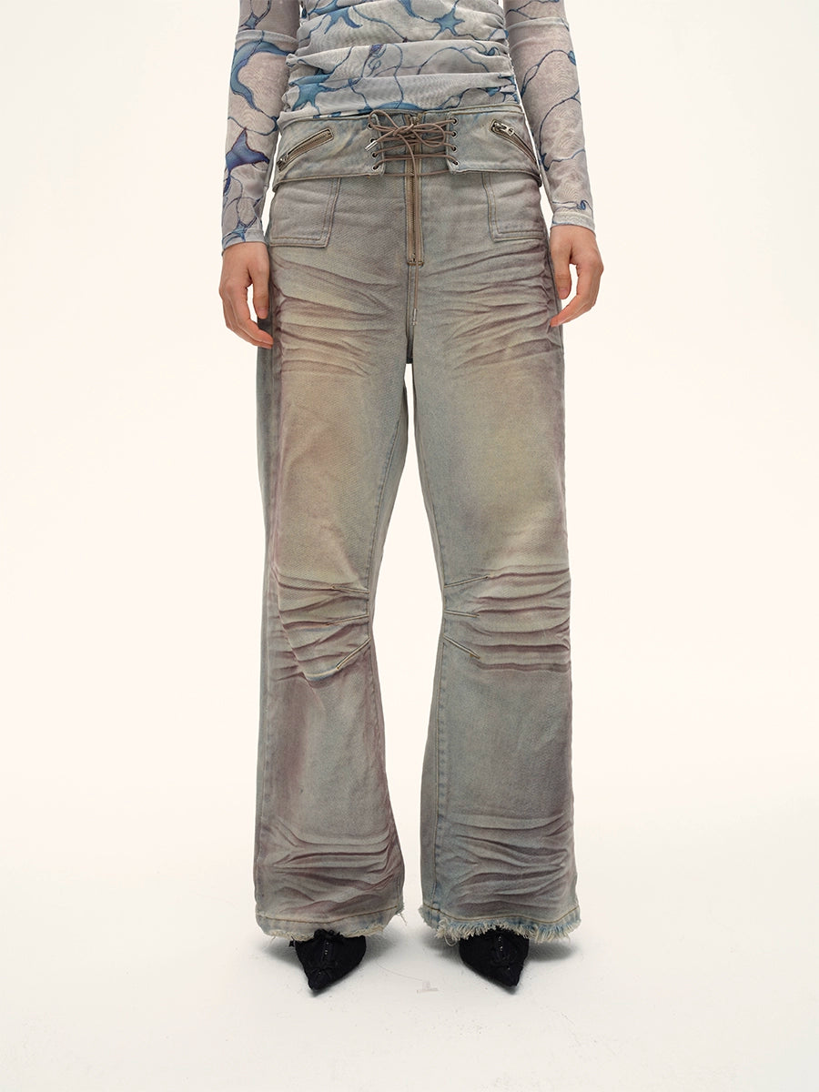 Vintage Grey Wide-Leg Jeans