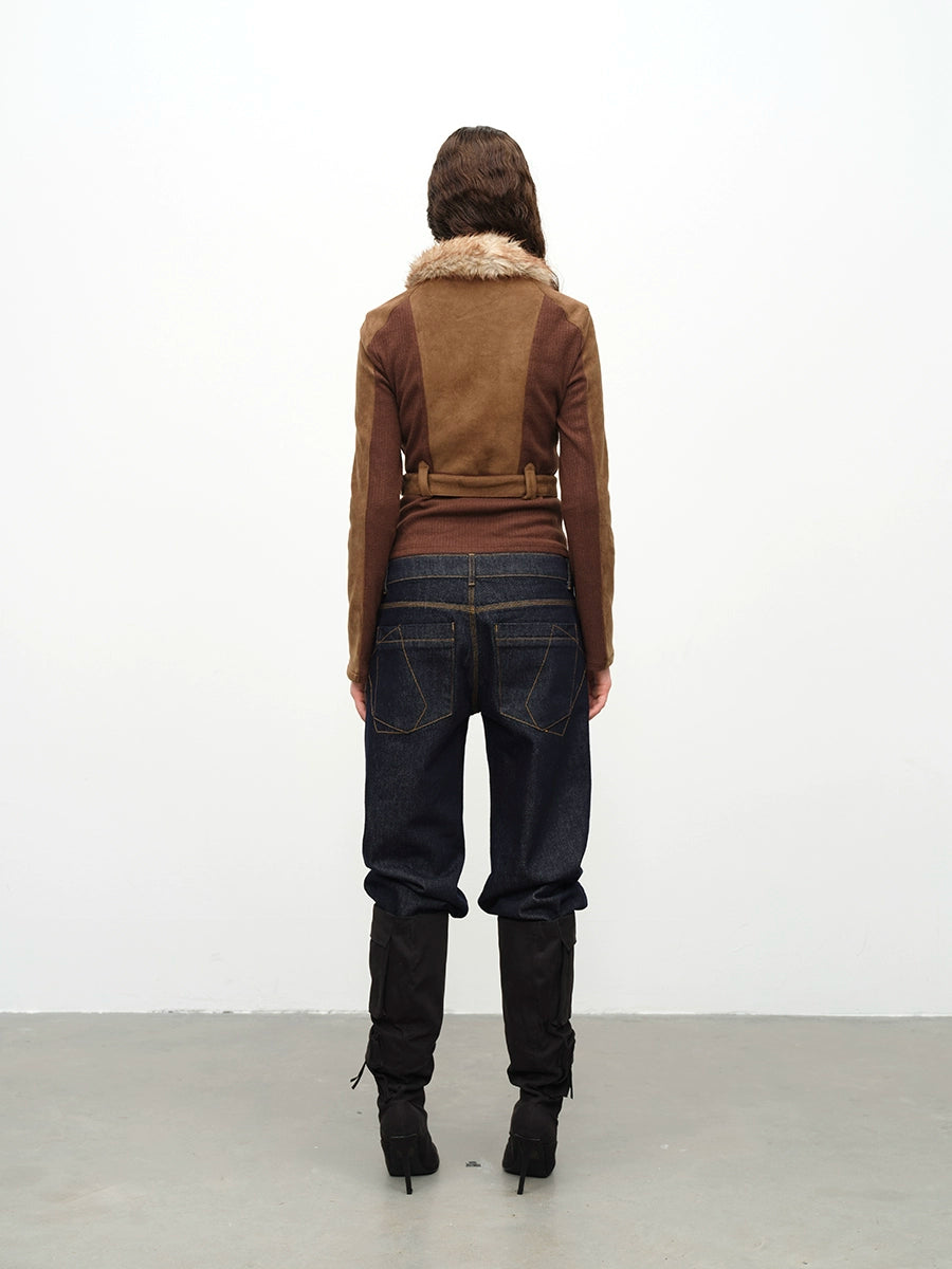 Brown Fur Collar Jacket