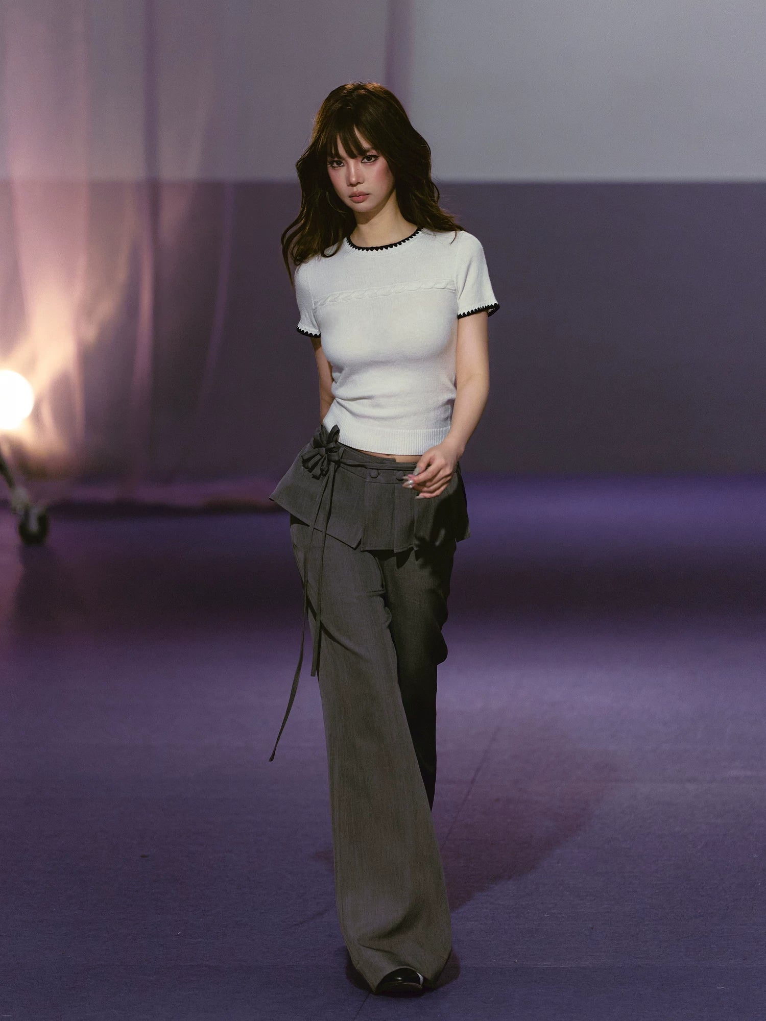 Layered Pleated Panel Straight Pants