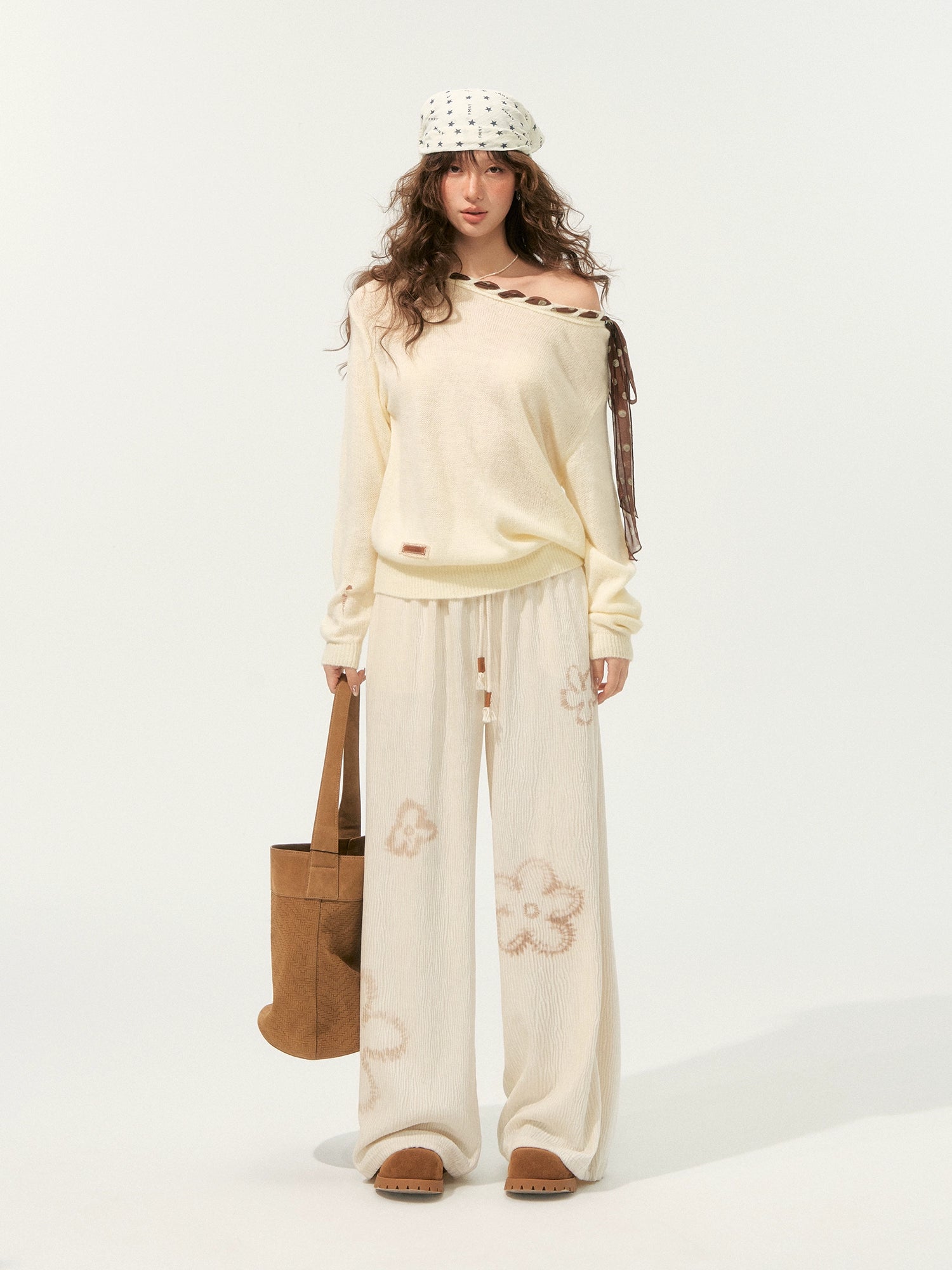 Floral Pleated Drawstring Pants