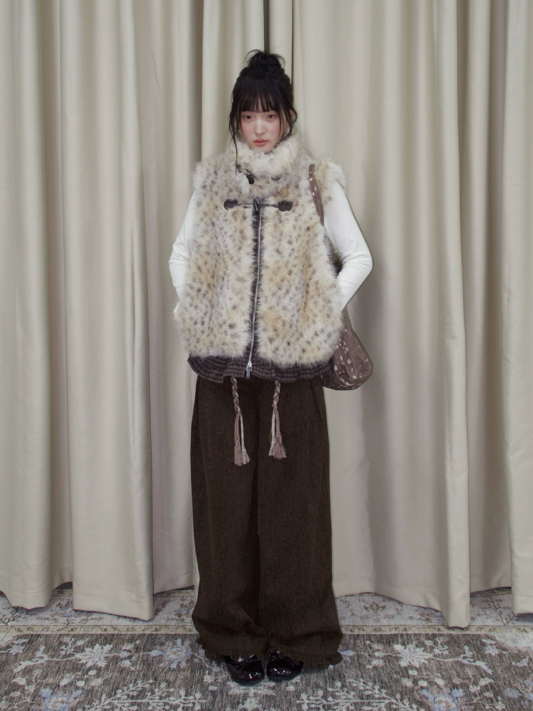 Reversible Leopard Trim Faux Fur Vest